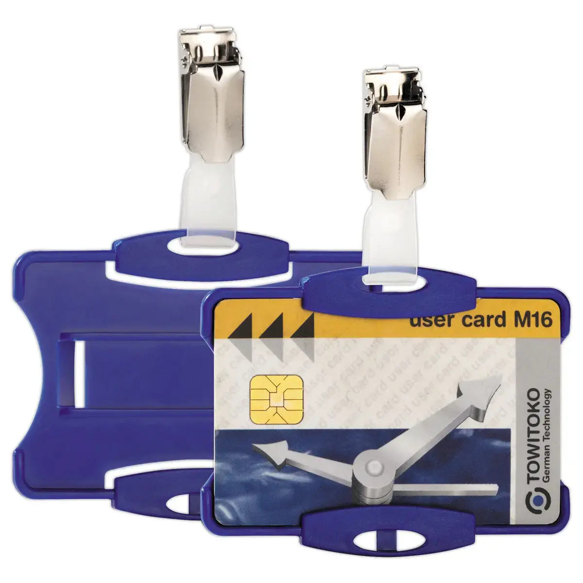 25 porte-carte sécurité ouvert avec clip bleu