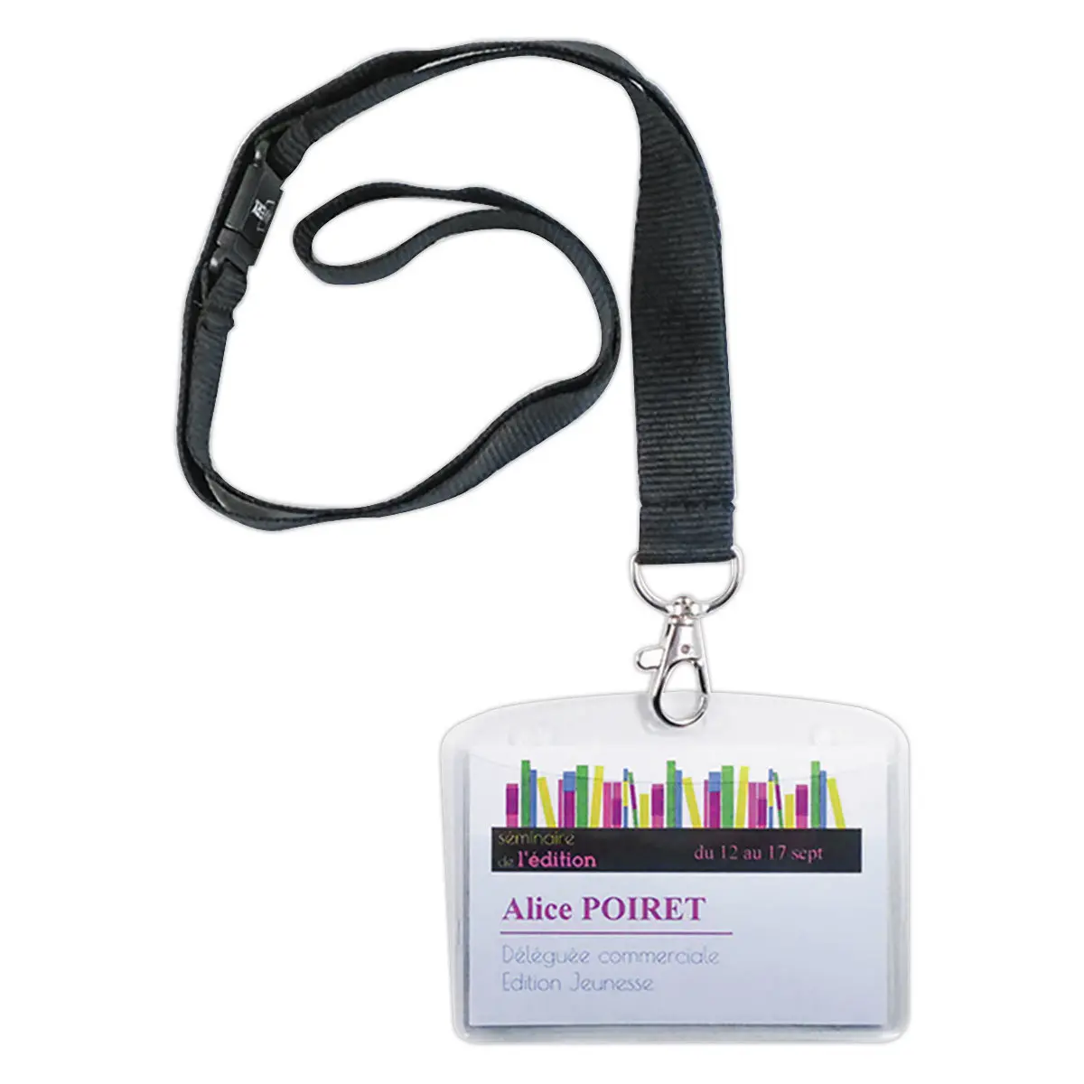 10 Porte-noms avec lacets textile noirs 9x 6 cm