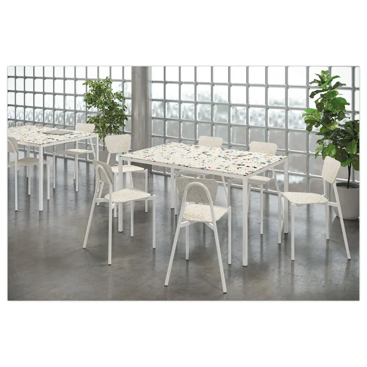 Table rectangulaire 140x90 cm MAHAUT décore FLOREAL recyclée
