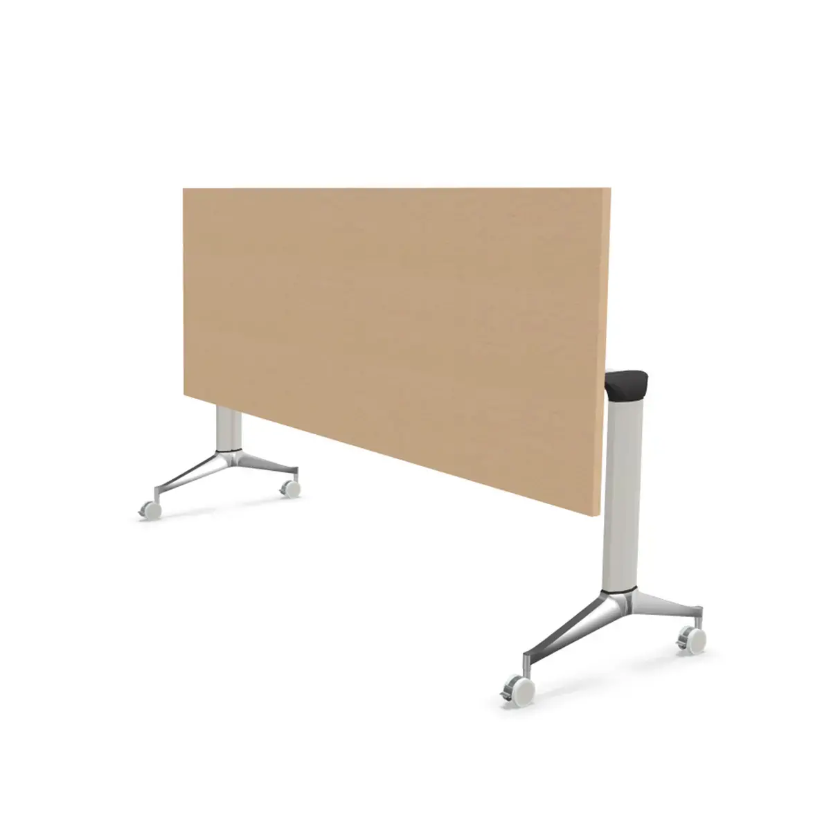 Table rectangulaire rabattable avec roulettes - 180 x 70 cm - Hêtre et alu