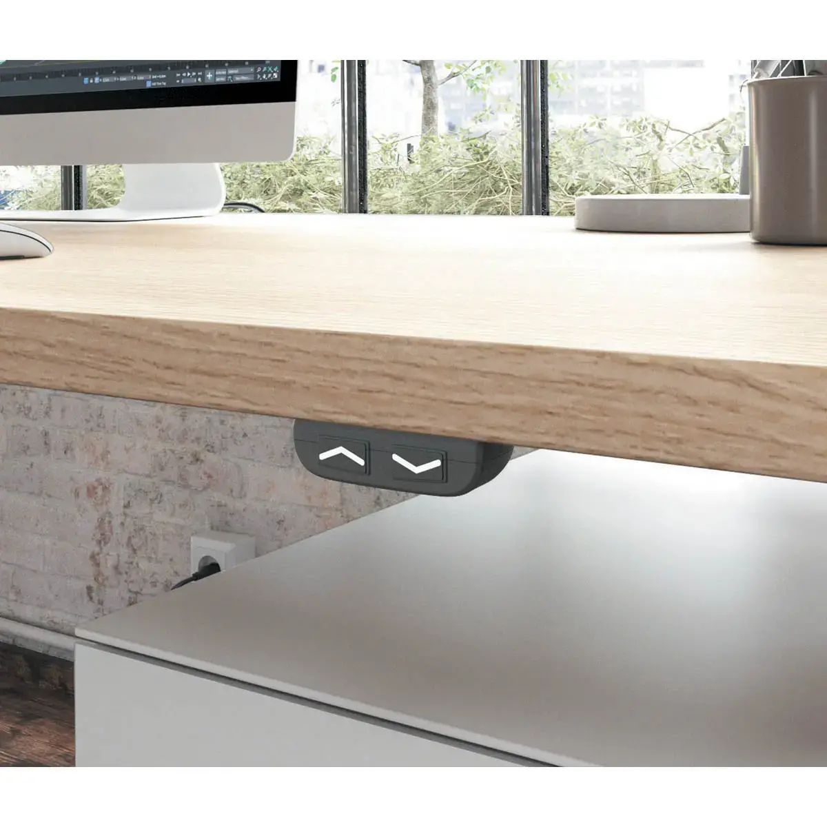 Bureau BERNE &eacute;lectrique 160 x 80 blanc/alu boitier simple 