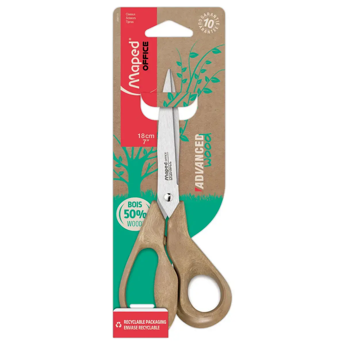 Paire de ciseaux asymétrique pour droitier Advanced Wood MAPED - 18 CM