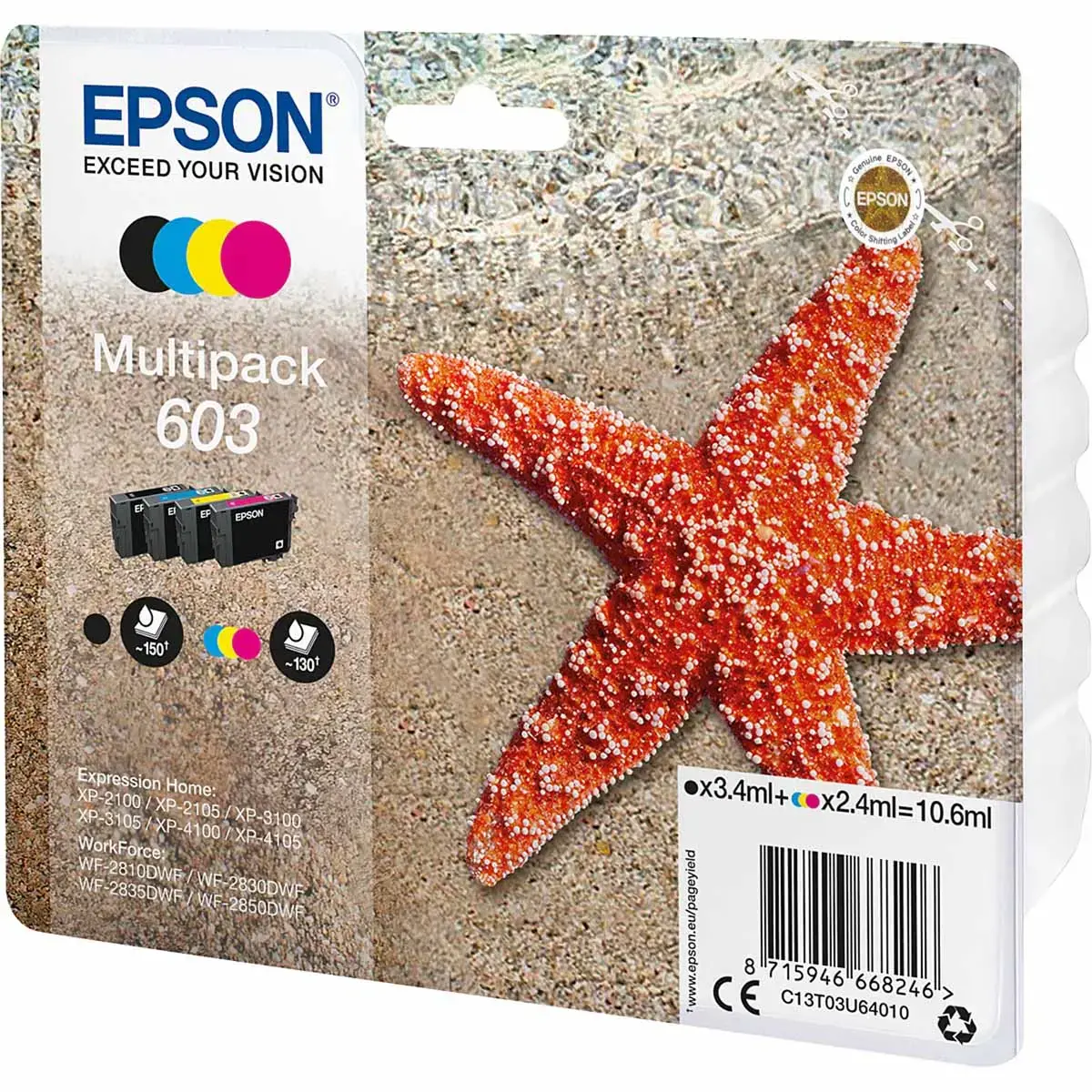 4 CARTOUCHES EPSON 603 N.C.J.M MULTIPACK