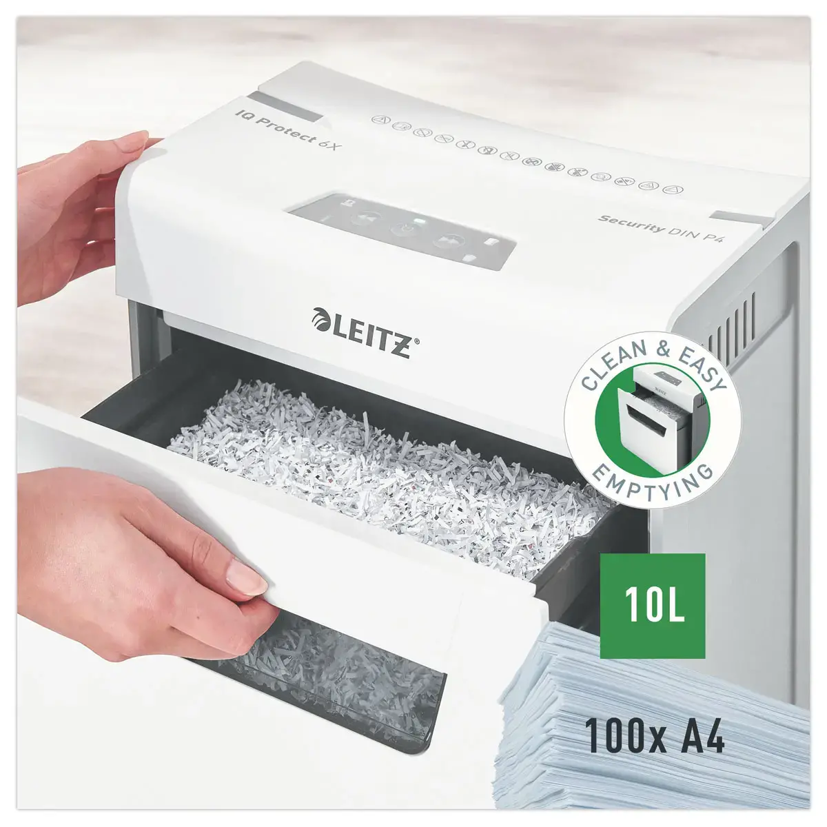 Destructeur IQ Protect 6X - Coupe crois&eacute;e - 6 feuilles - 10L - LEITZ 
