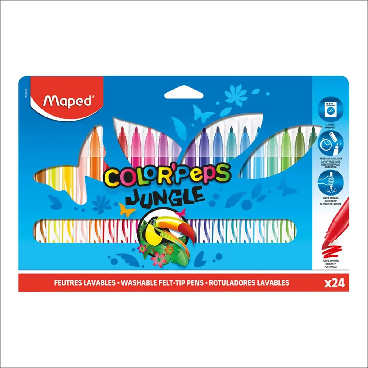 Feutre de coloriage MAPED LONG LIFE pointe large - encre lavable - coloris assortis - lot de 12