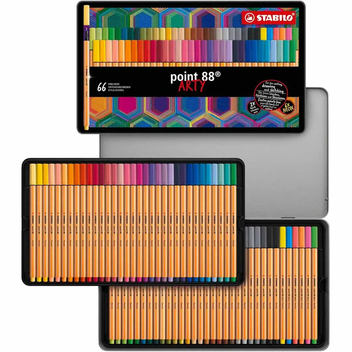 Stylo feutre Stabilo point 88 - pointe extra fine 0,4 mm - coloris assortis- Lot de 60 