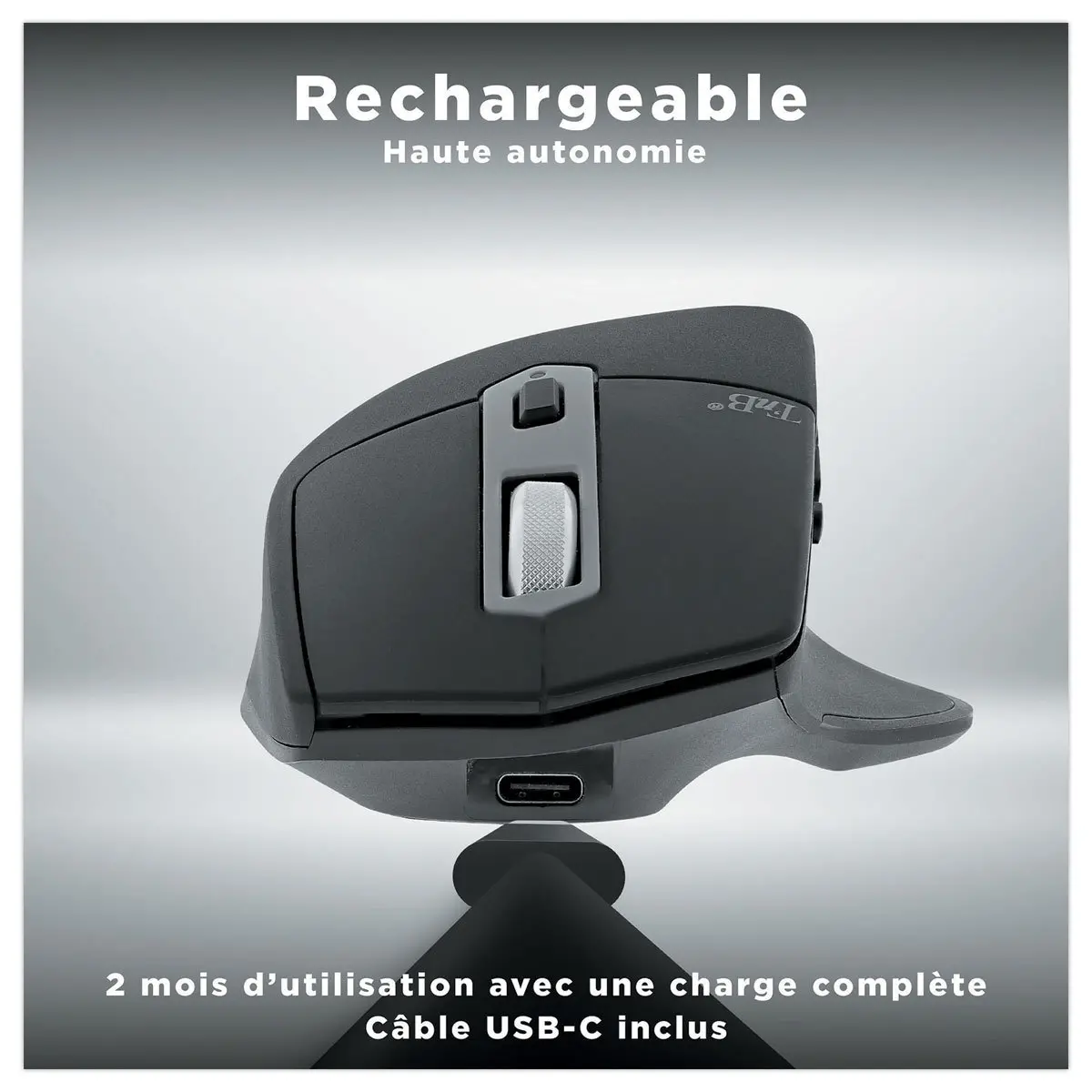 Souris sans fil semi-ergonomique dual connect 