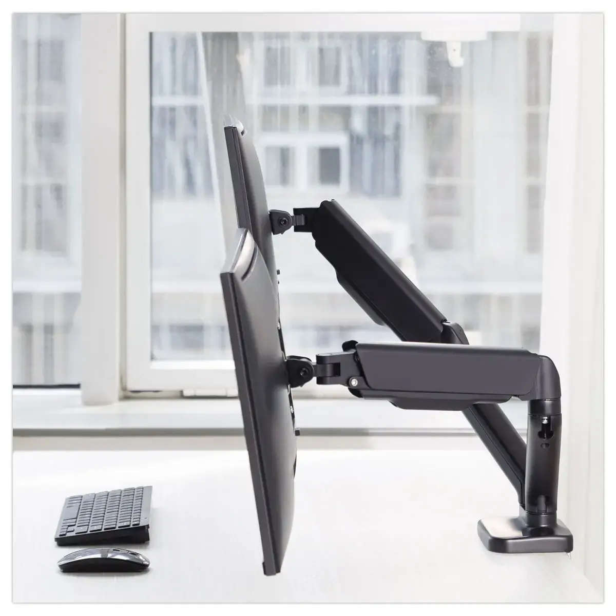 Bras porte-&eacute;cran double articul&eacute; Ergo Line Noir 