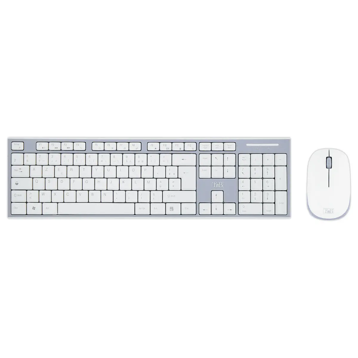 Kit clavier et souris sans fil Classy - 13 raccourcis multim&eacute;dias - R&eacute;cepteur USB unique - Blanc - T'nB 