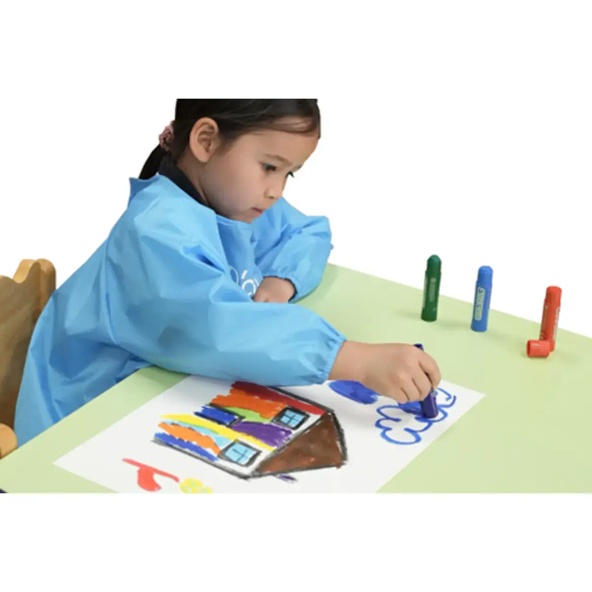 Tablier protecteur lavable  O'color taille 4/6 ans - bleu 