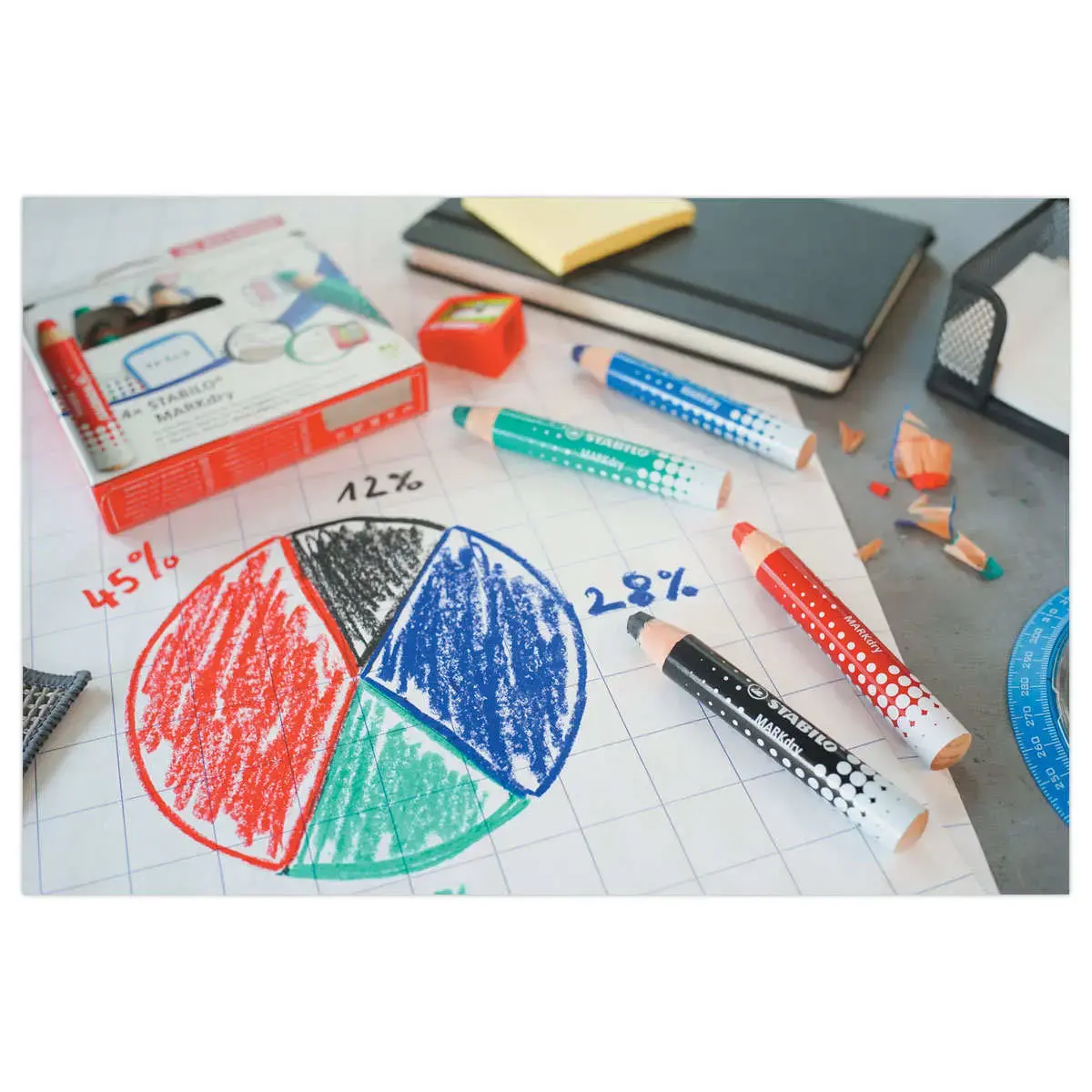 Crayon effaçable à sec MARKdry - Bleu - STABILO
