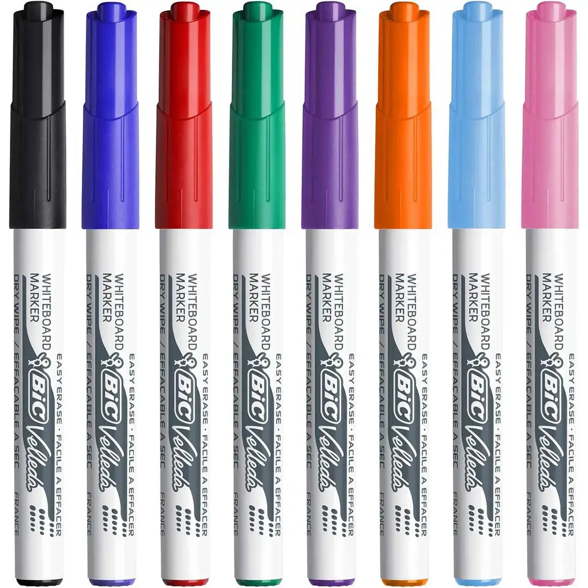 Marqueur effaçable à sec BIC Velleda 1741 pour ardoise blanche - pointe moyenne - coloris assortis - lot de 8