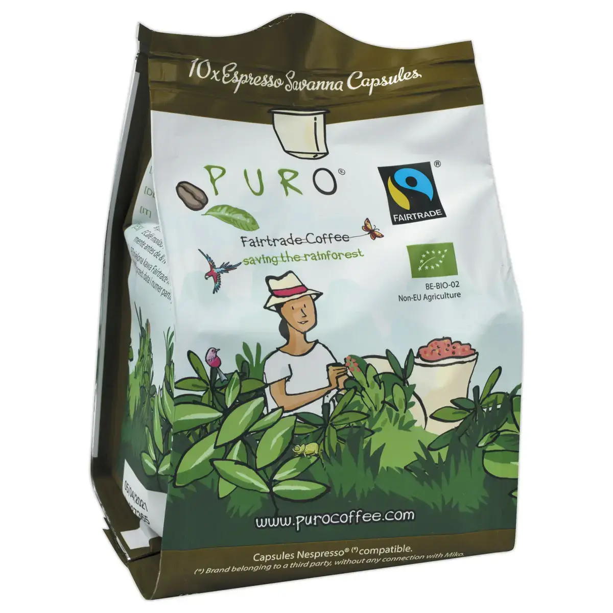 10 capsules de café Savanna Fairtrade Bio- Intensité 8
