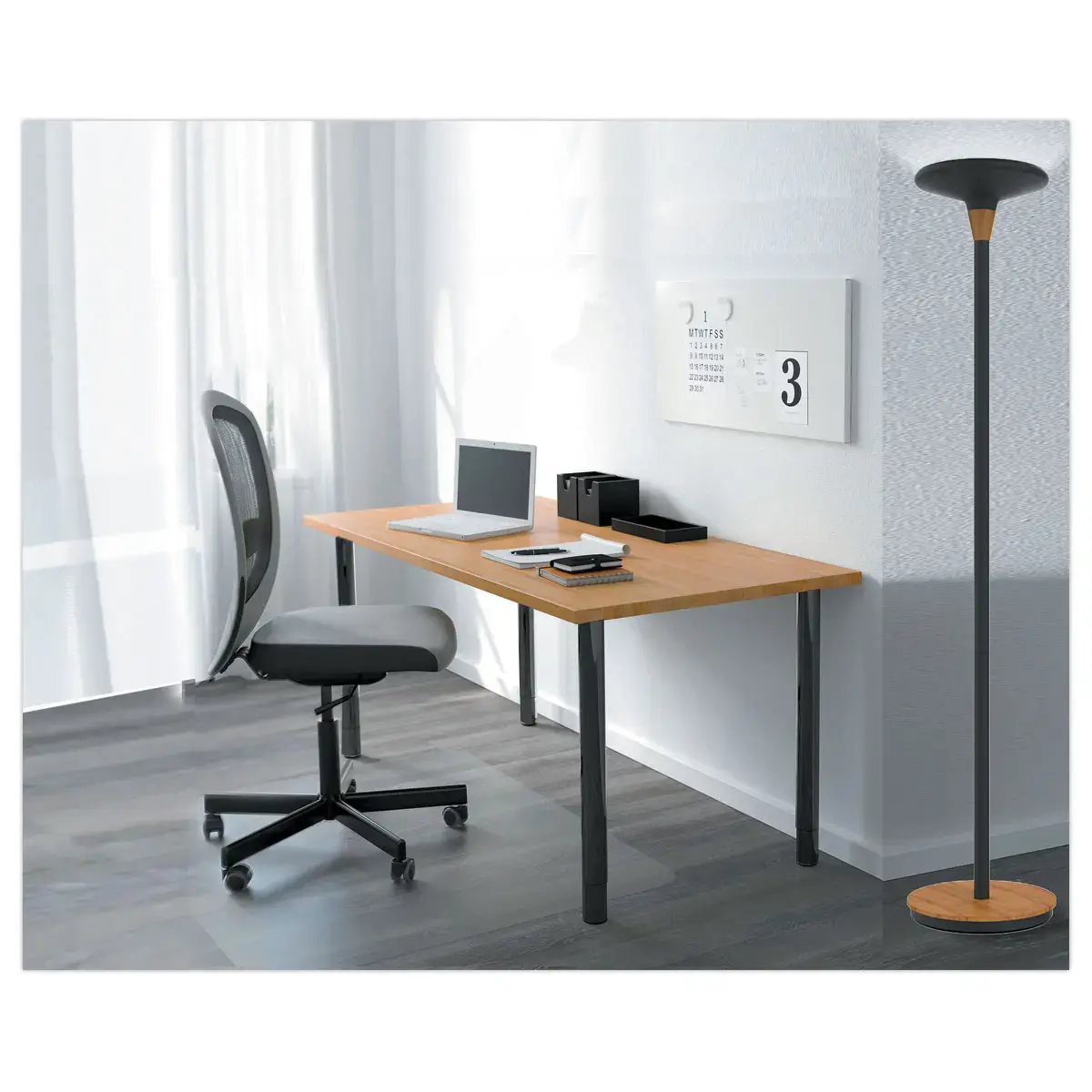 Lampadaire Baly Bamboo LED - Noir - UNILUX