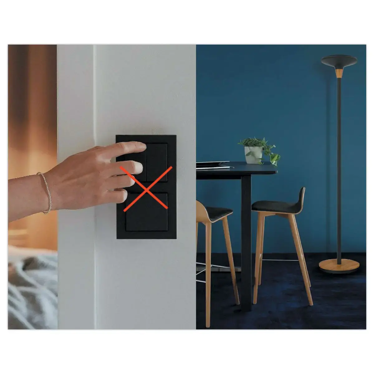Lampadaire Baly Bamboo LED - Noir - UNILUX