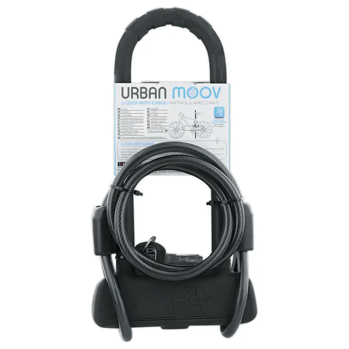 Antivol en U avec c&acirc;ble pour v&eacute;lo/trottinette URBAN MOOV 
