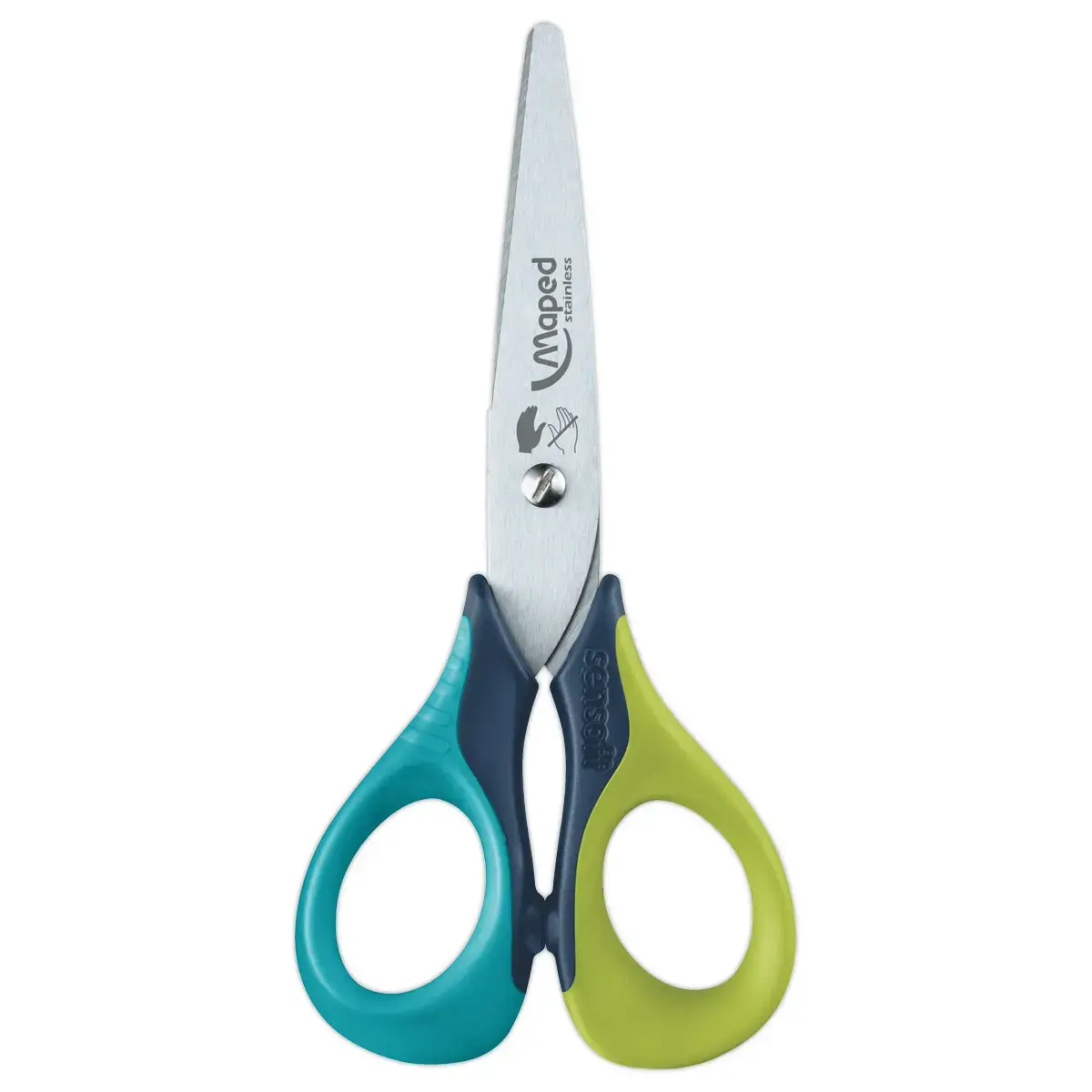Ciseaux SENSOFT GAUCHER 13 cm, ann souples, assortis, présentoir