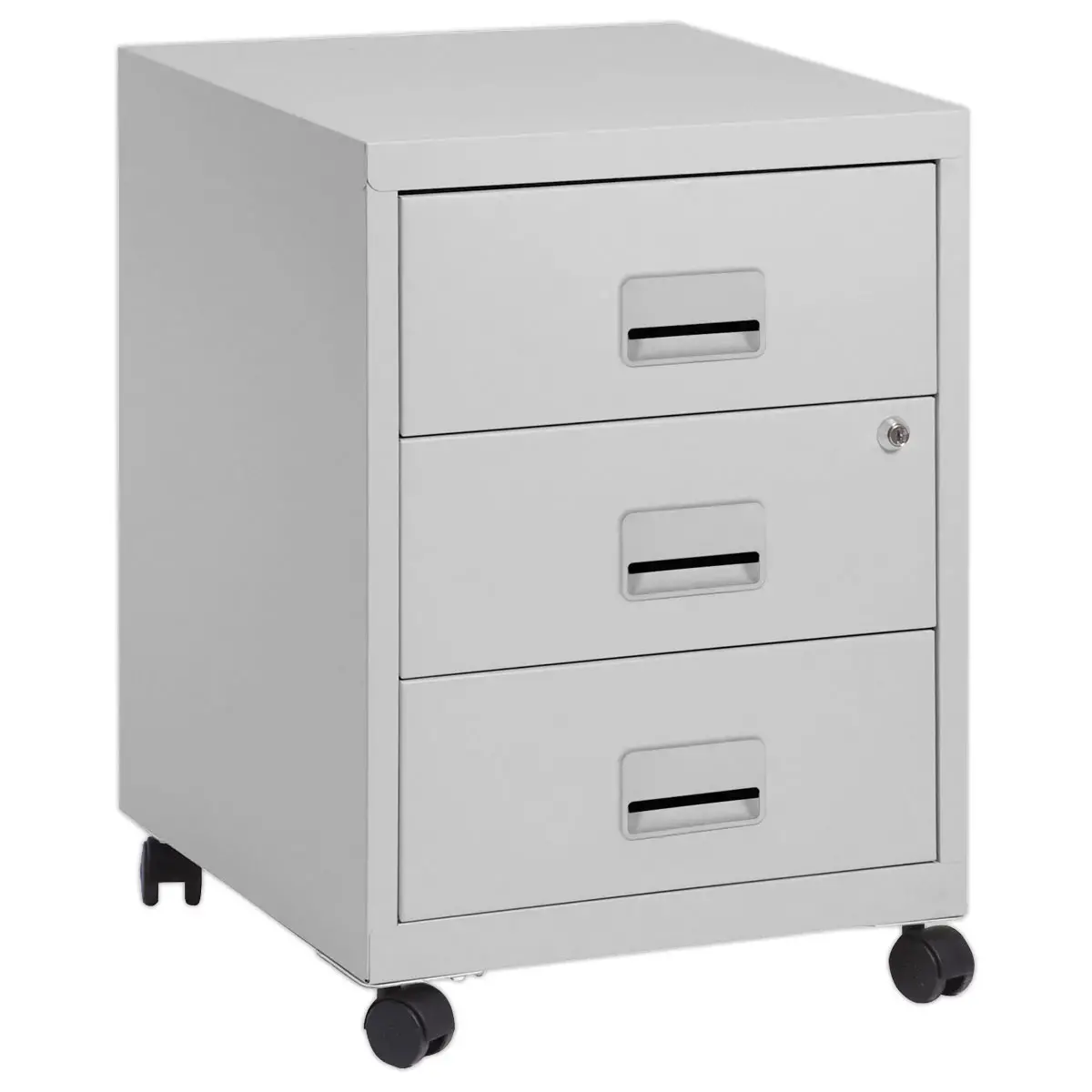 Caisson mobile en métal 3 tiroirs aluminium monté