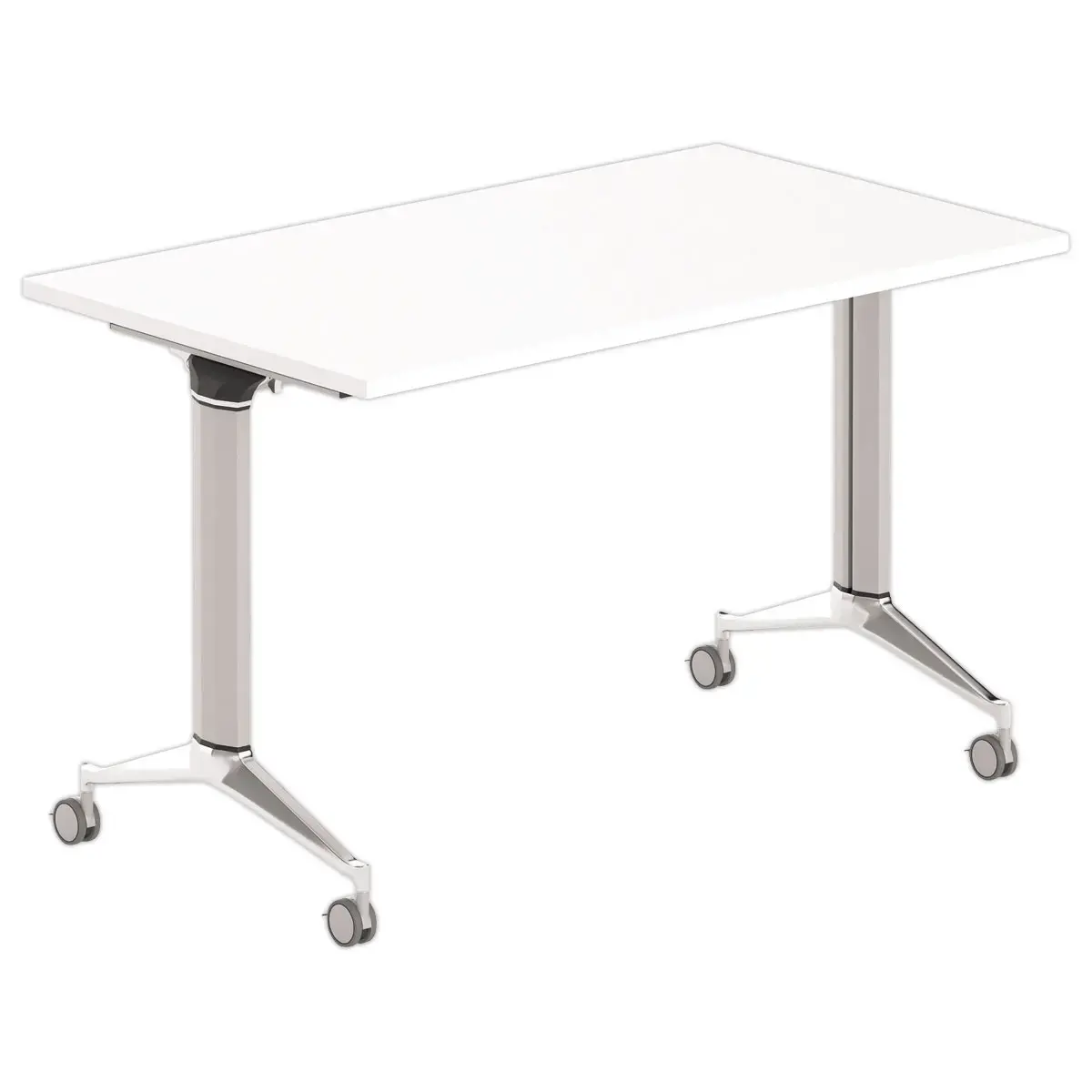 Table rabattable 120x70 blanc/alu mont&eacute;e 