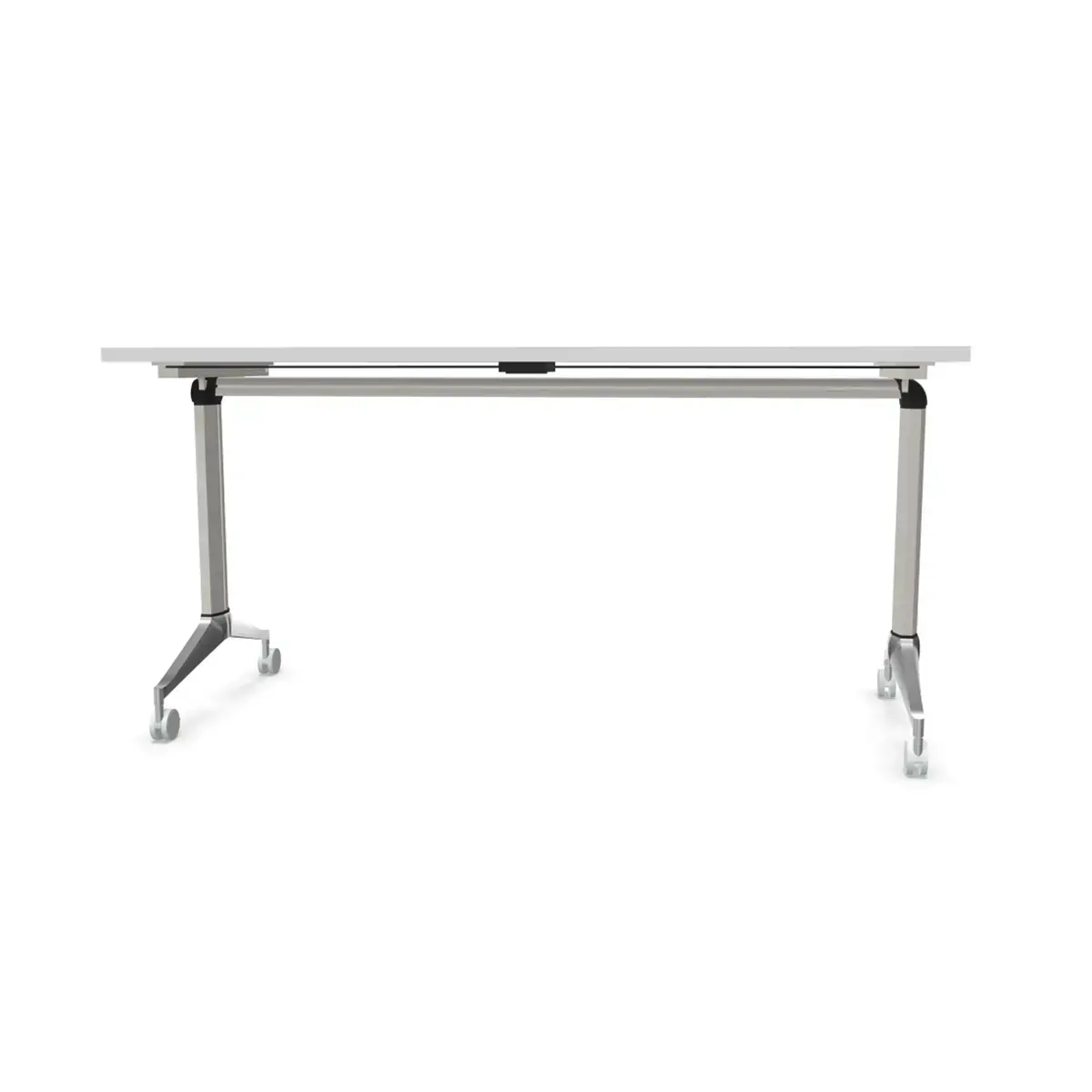 Table rabattable 150x70 blanc/alu mont&eacute;e 