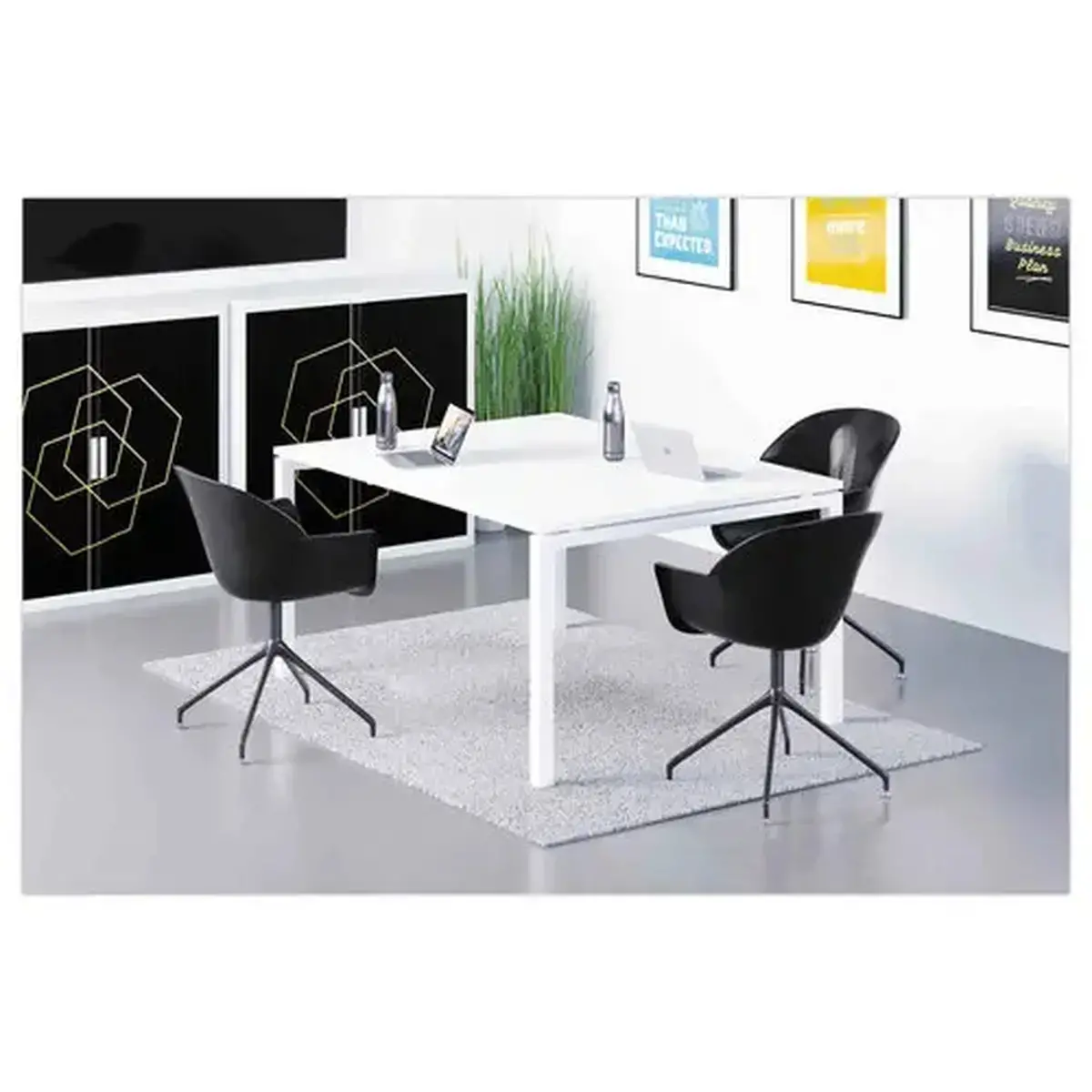 2 Fauteuils MOON Pivotants, 4 pieds noirsassise noire montés