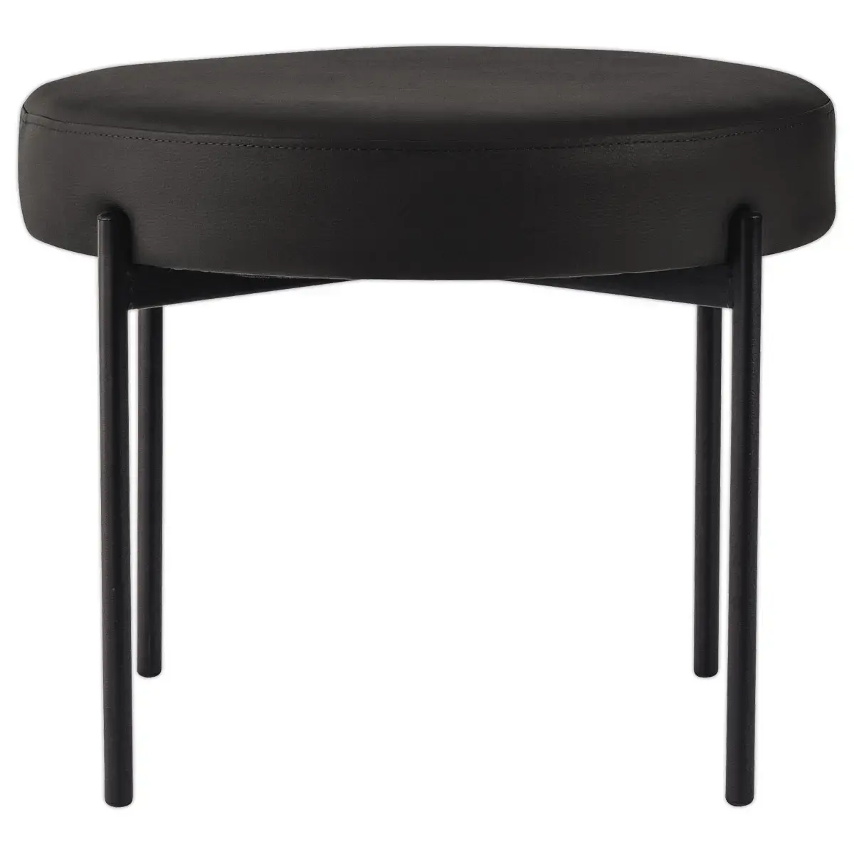 Pouf Rond GAIA D37 pieds noirs simili cuir mont&eacute; 