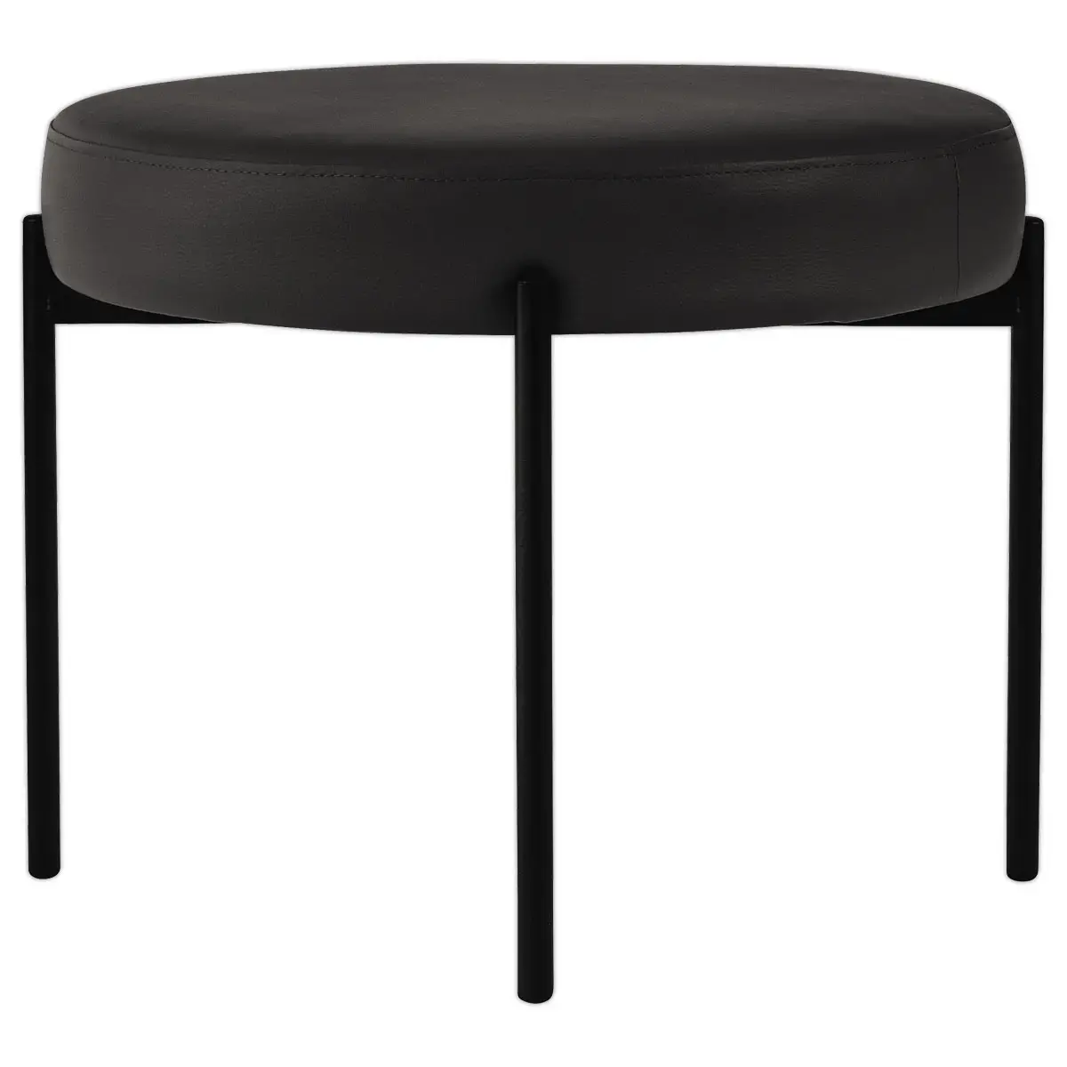 Pouf Rond GAIA D37 pieds noirs simili cuir mont&eacute; 