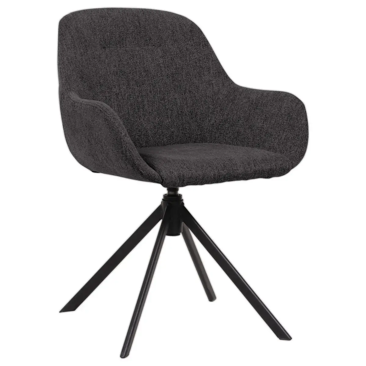 Fauteuil IRA pivotant 4 pieds noir tissu anthracite