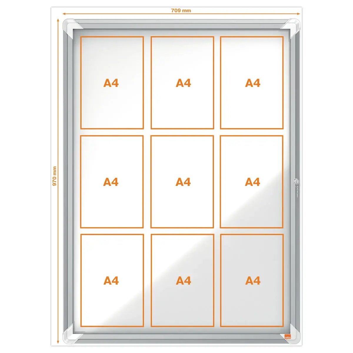 Vitrine d'intérieur magnétique Premium Plus - 9 x A4 - NOBO