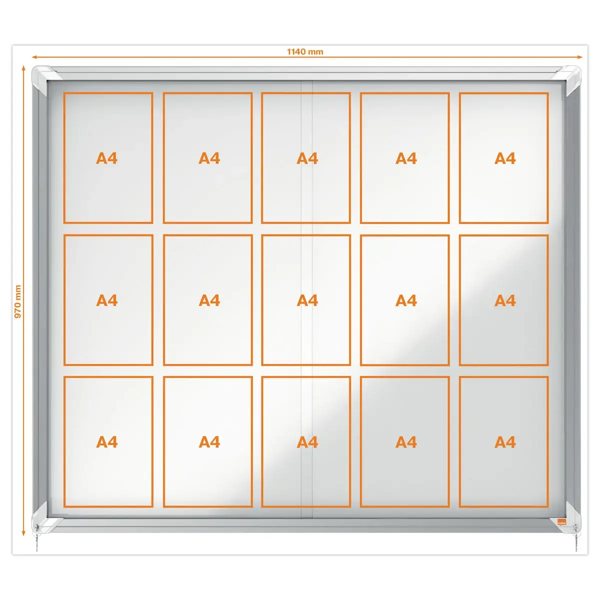 Vitrine d'intérieur magnétique Premium Plus - 15 x A4 - NOBO