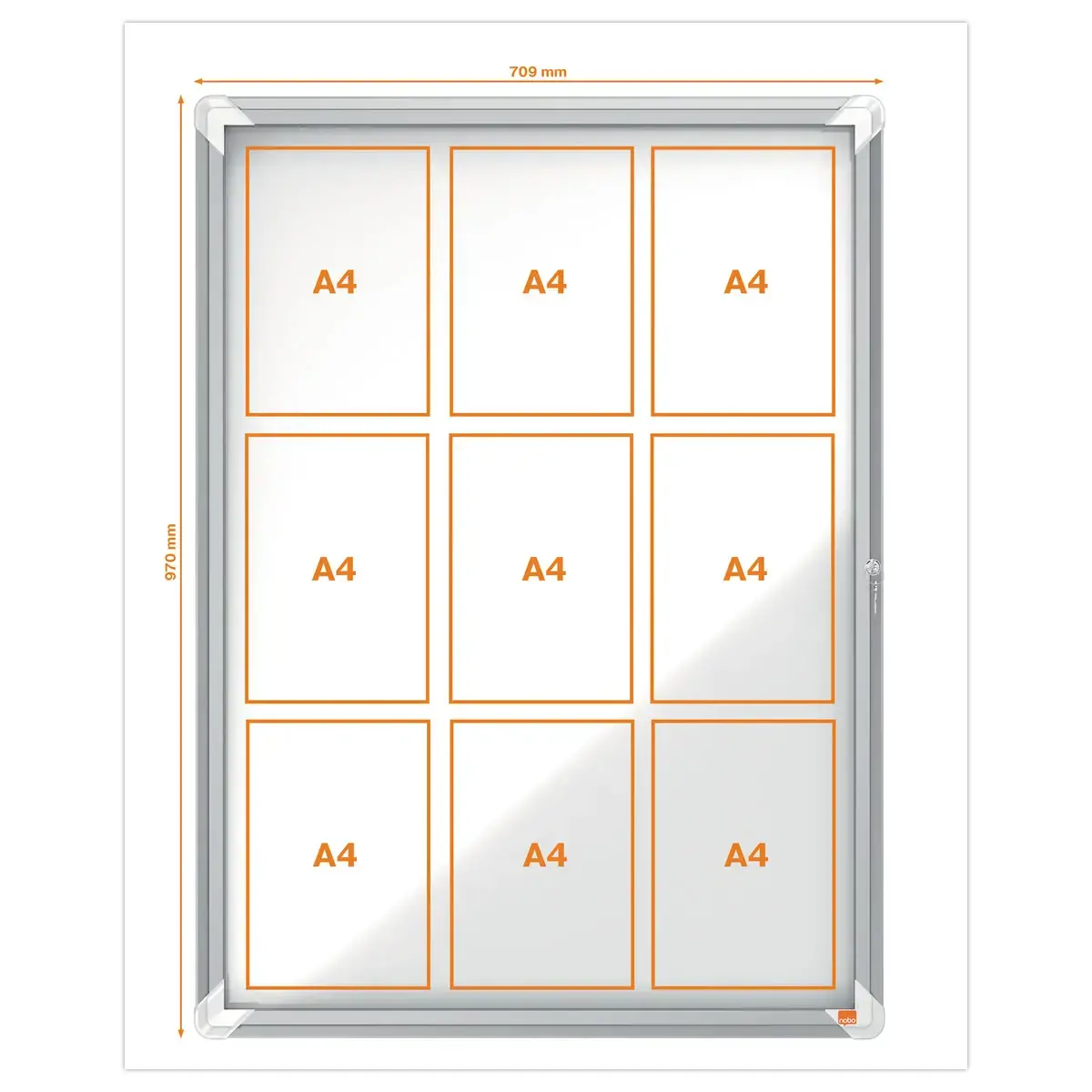 Vitrine d'ext&eacute;rieur magn&eacute;tique Premium Plus  - 9 x A4 - NOBO 