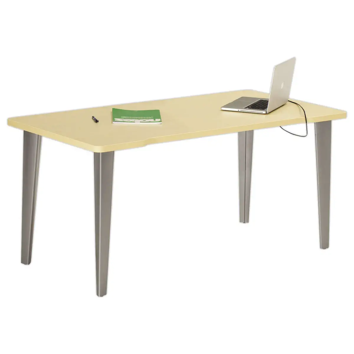 Bureau BORDEAUX 140 x 80 chêne clair -pieds aluminium monté