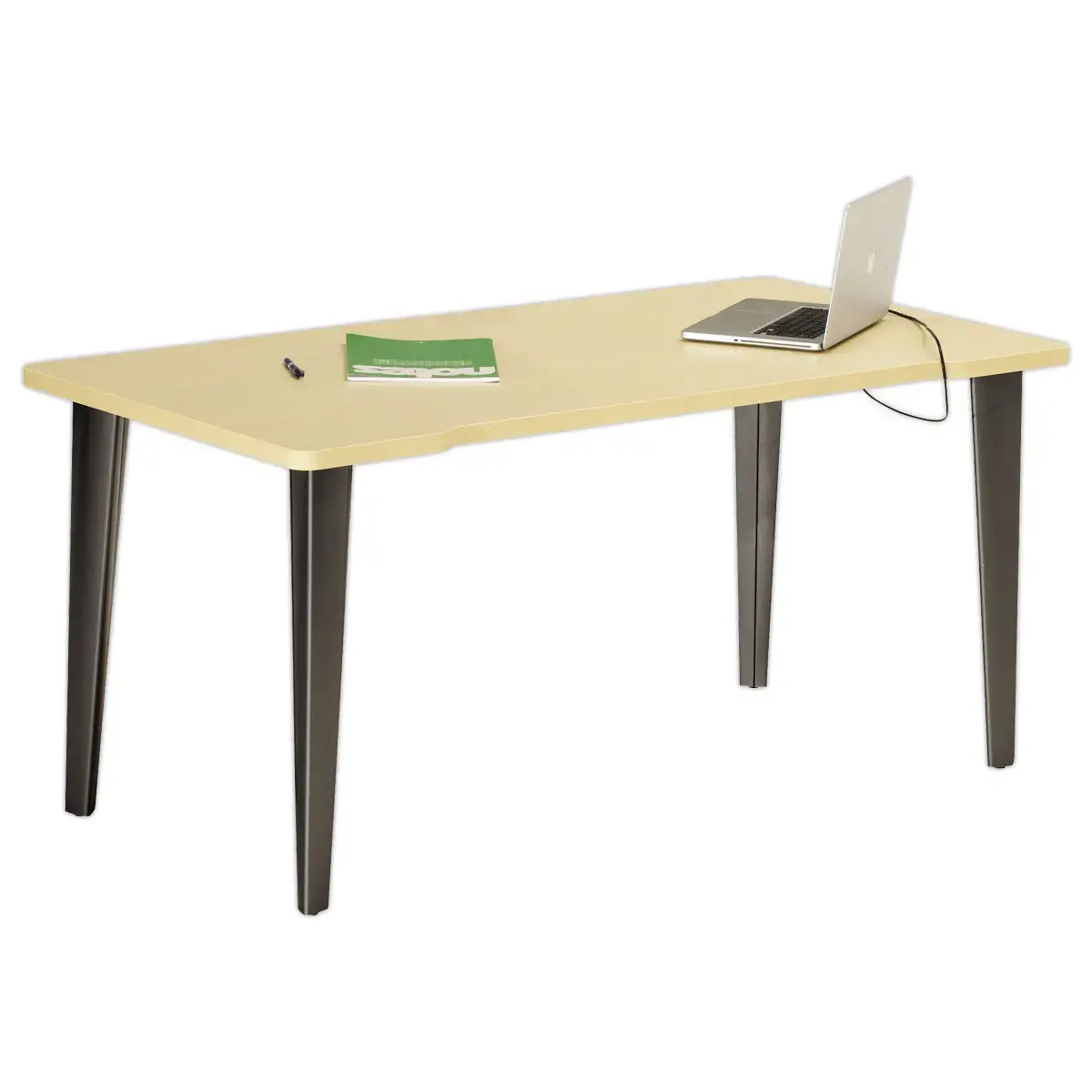Bureau BORDEAUX 160 x 80 chêne clair -pieds anthracite monté