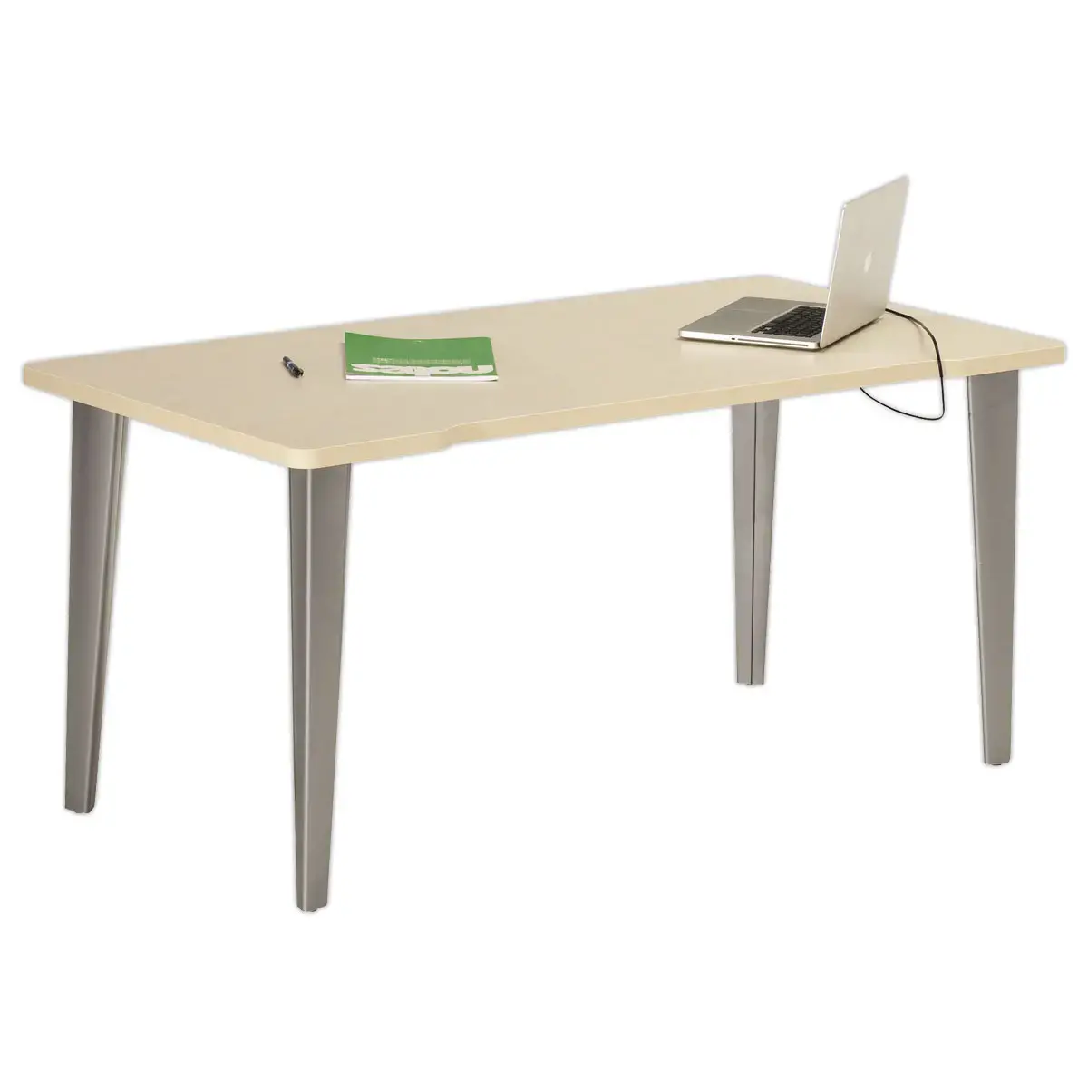 Bureau BORDEAUX 160 x 80 érable - pieds aluminium monté
