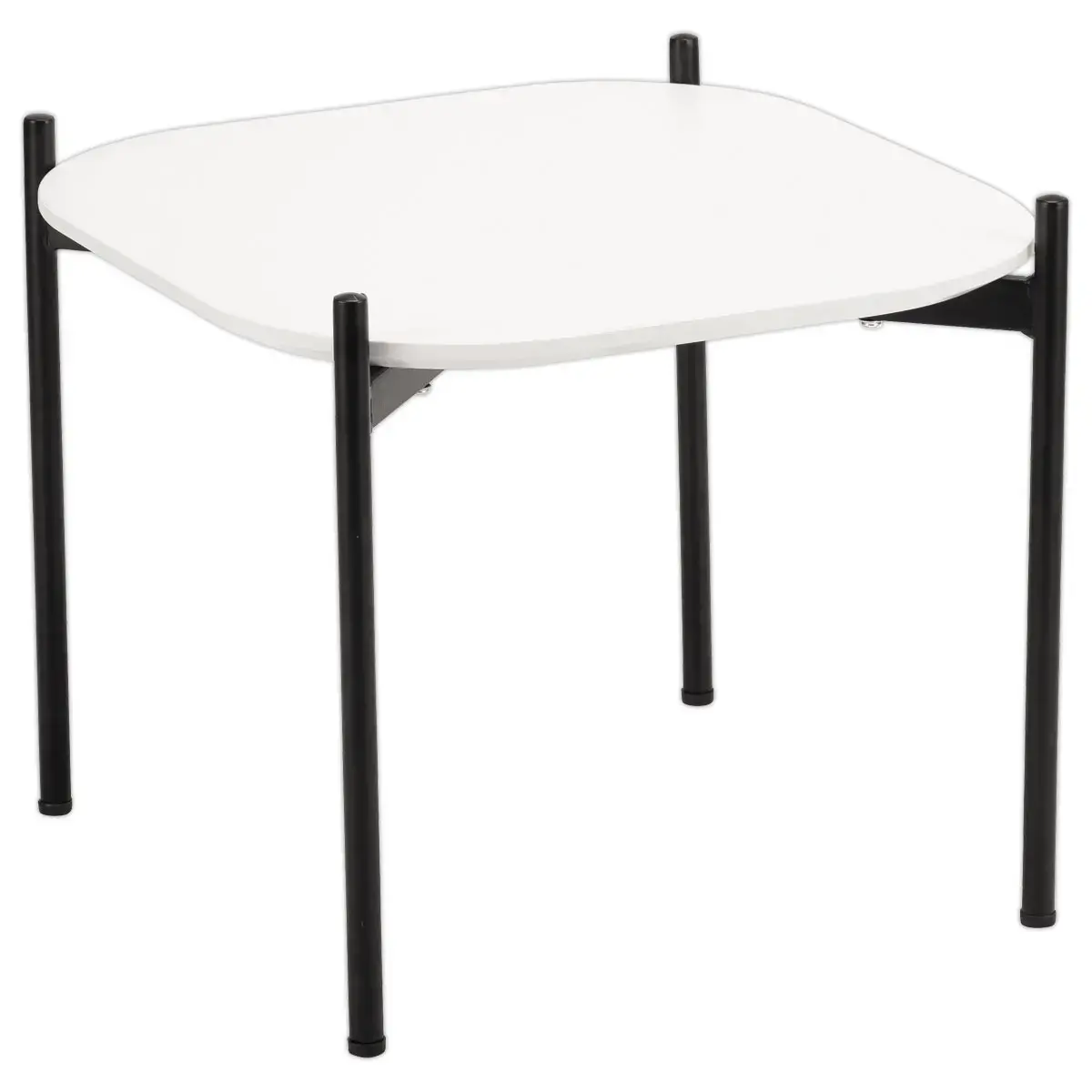 Table basse MEET 50 x 50 Blanc pieds noirs 