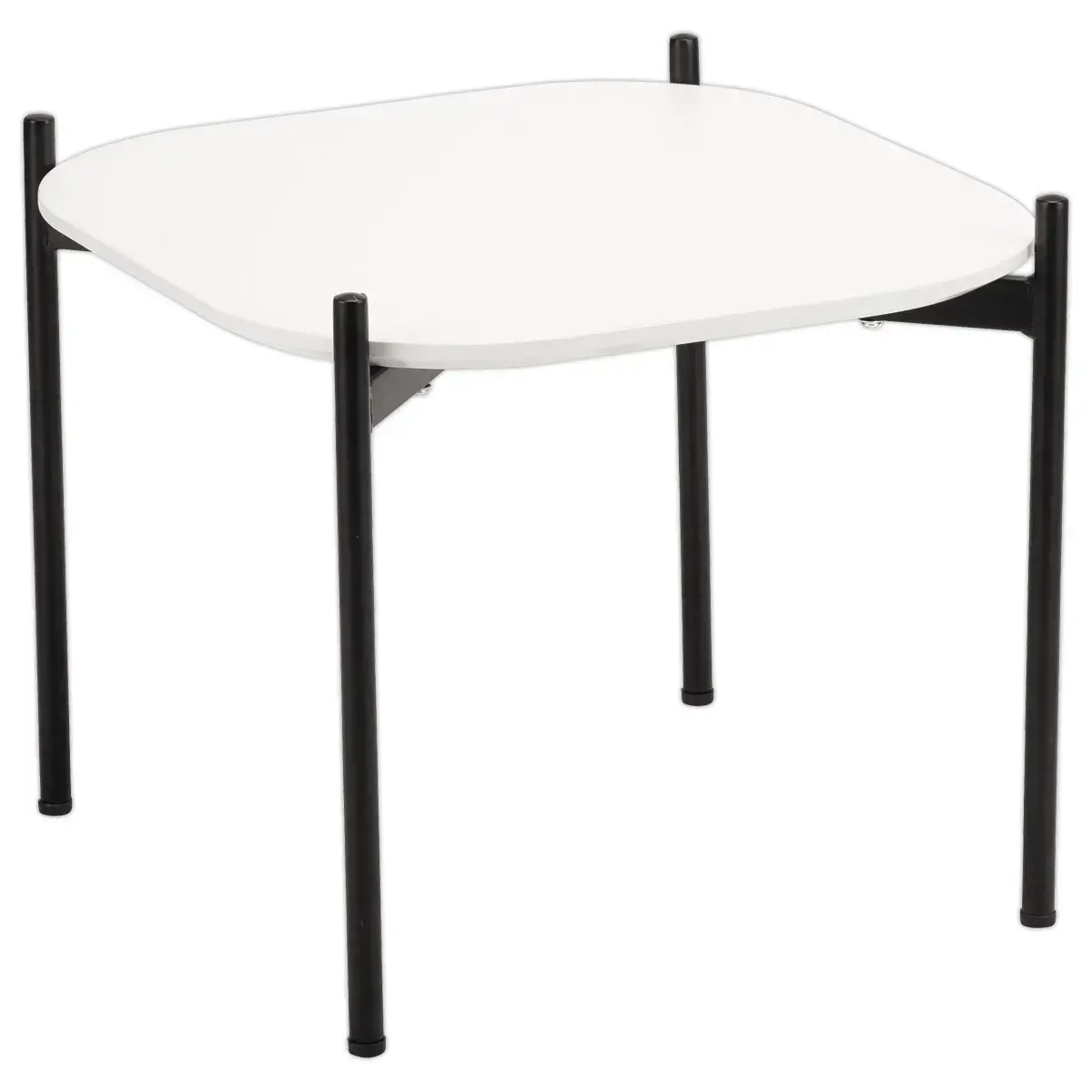 Table basse MEET 50 x 50 Blanc pieds noirs montée