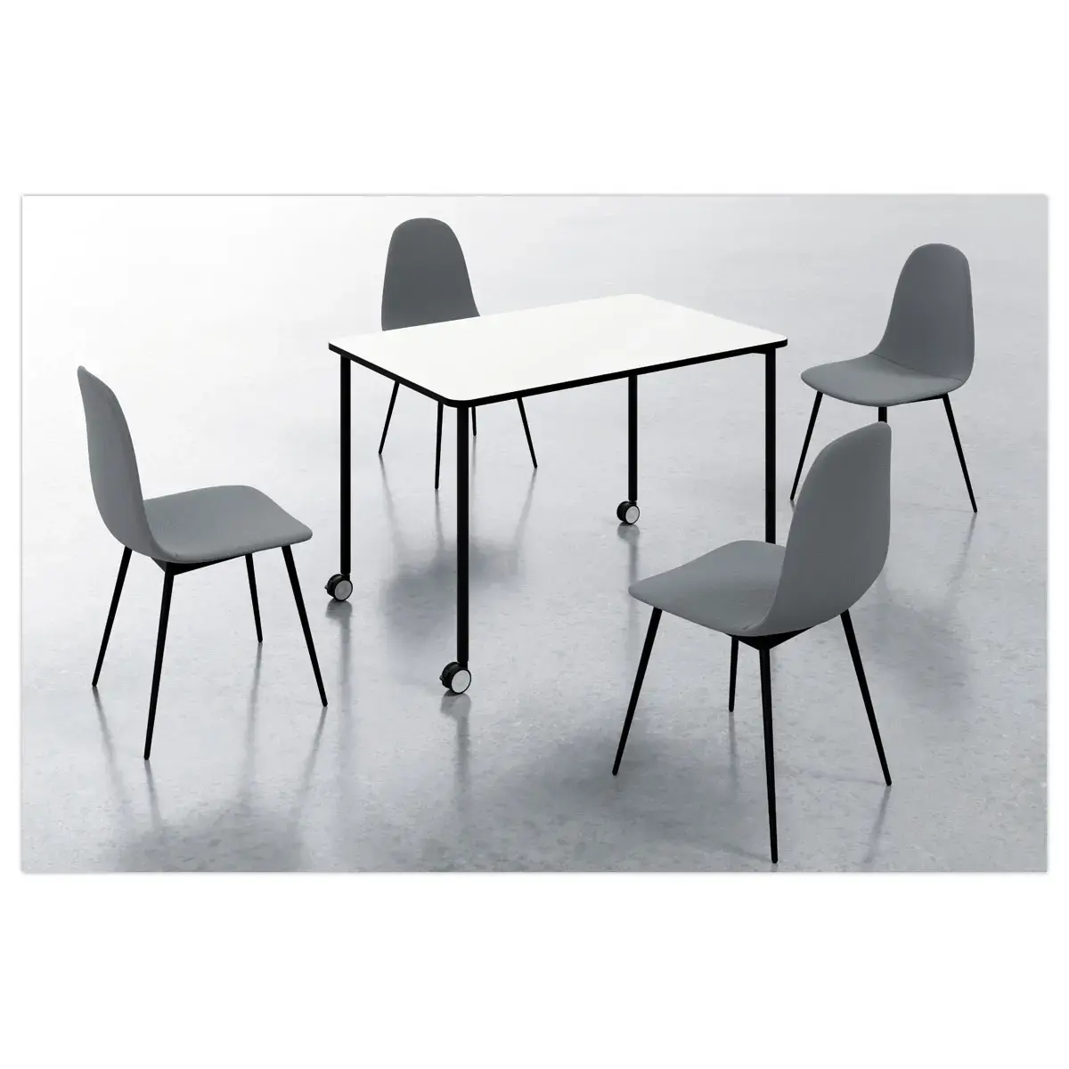Table roulante FEX OFFICE 116 x 50 cm Blanc pieds noirs