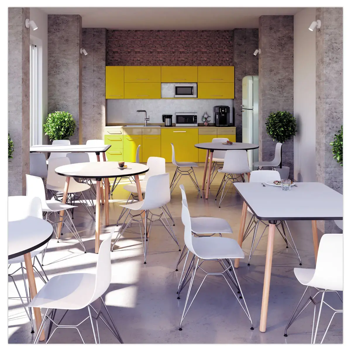 Table PALOMBA 80 x 80 cm Blanc pieds hêtre montée