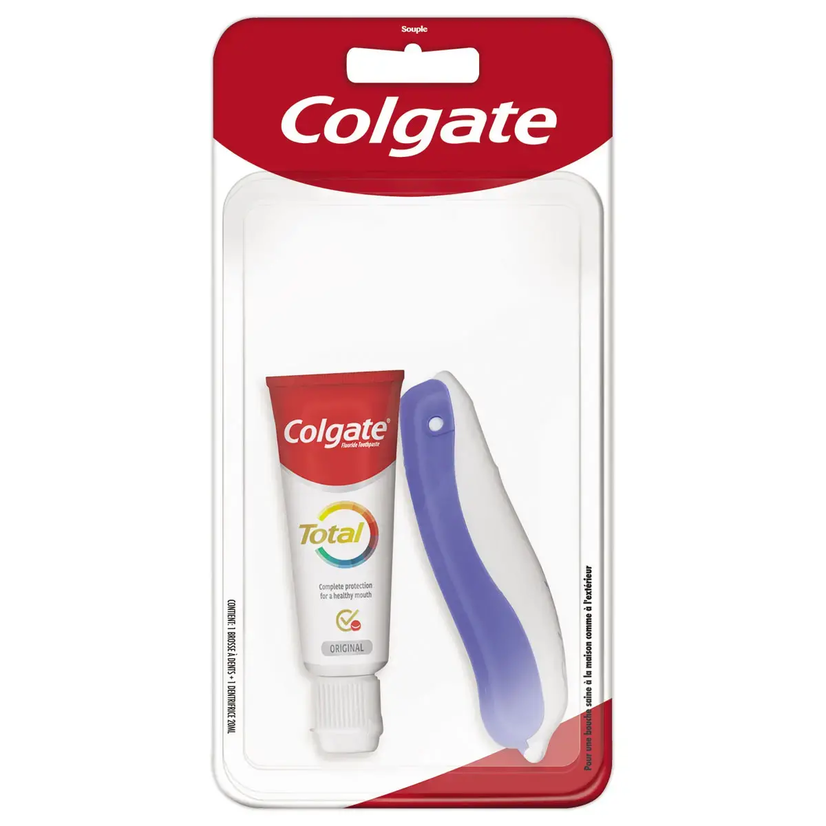 Kit de voyage avec brosse à dents pliable et dentifrice 19ml