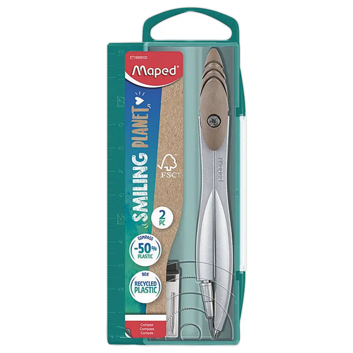 Coffret SMILING PLANET compas + mines 2 mm - Bois FSC® - Maped