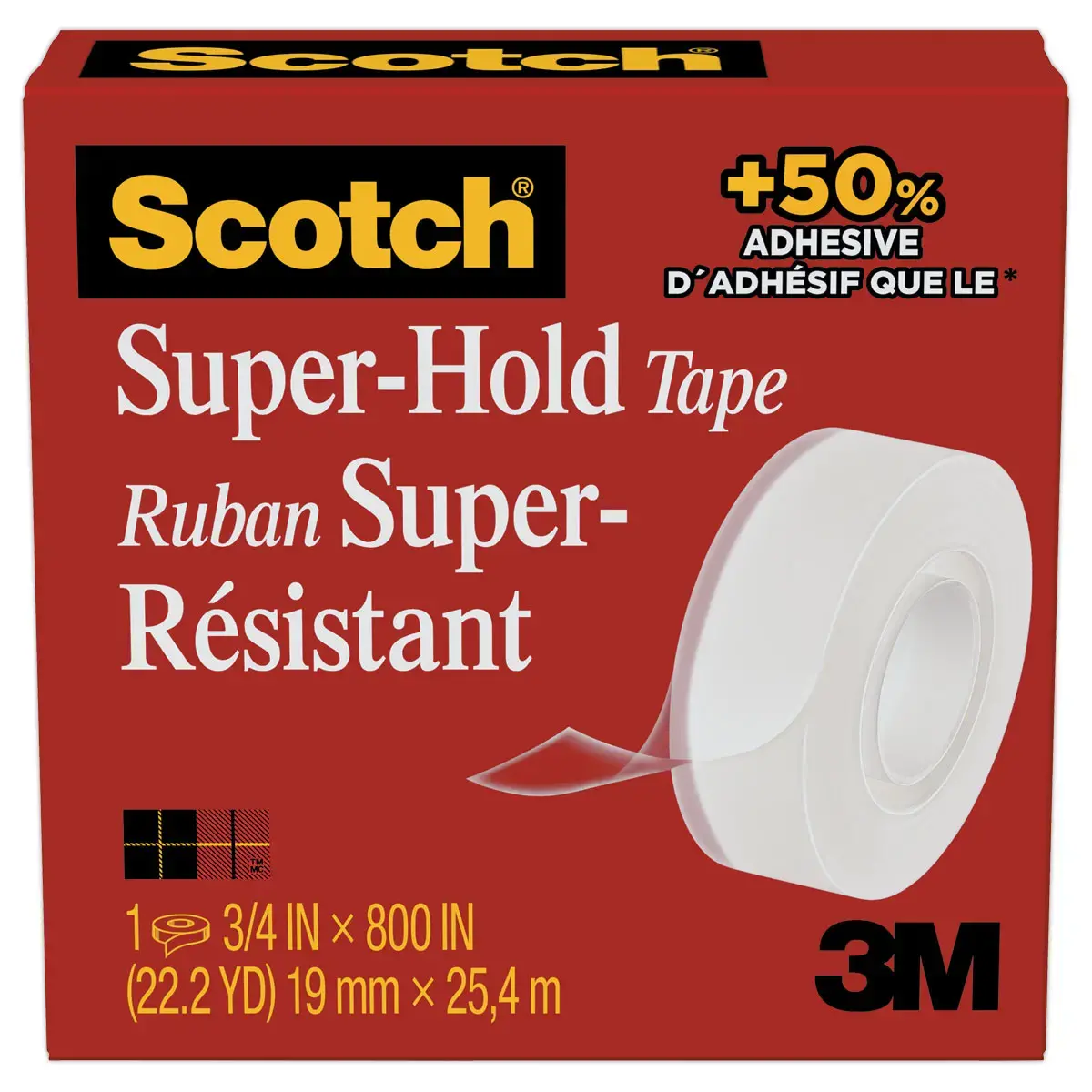 Ruban adhésif Super hold – Très résistant – 19 mm x 25,4 m – SCOTCH