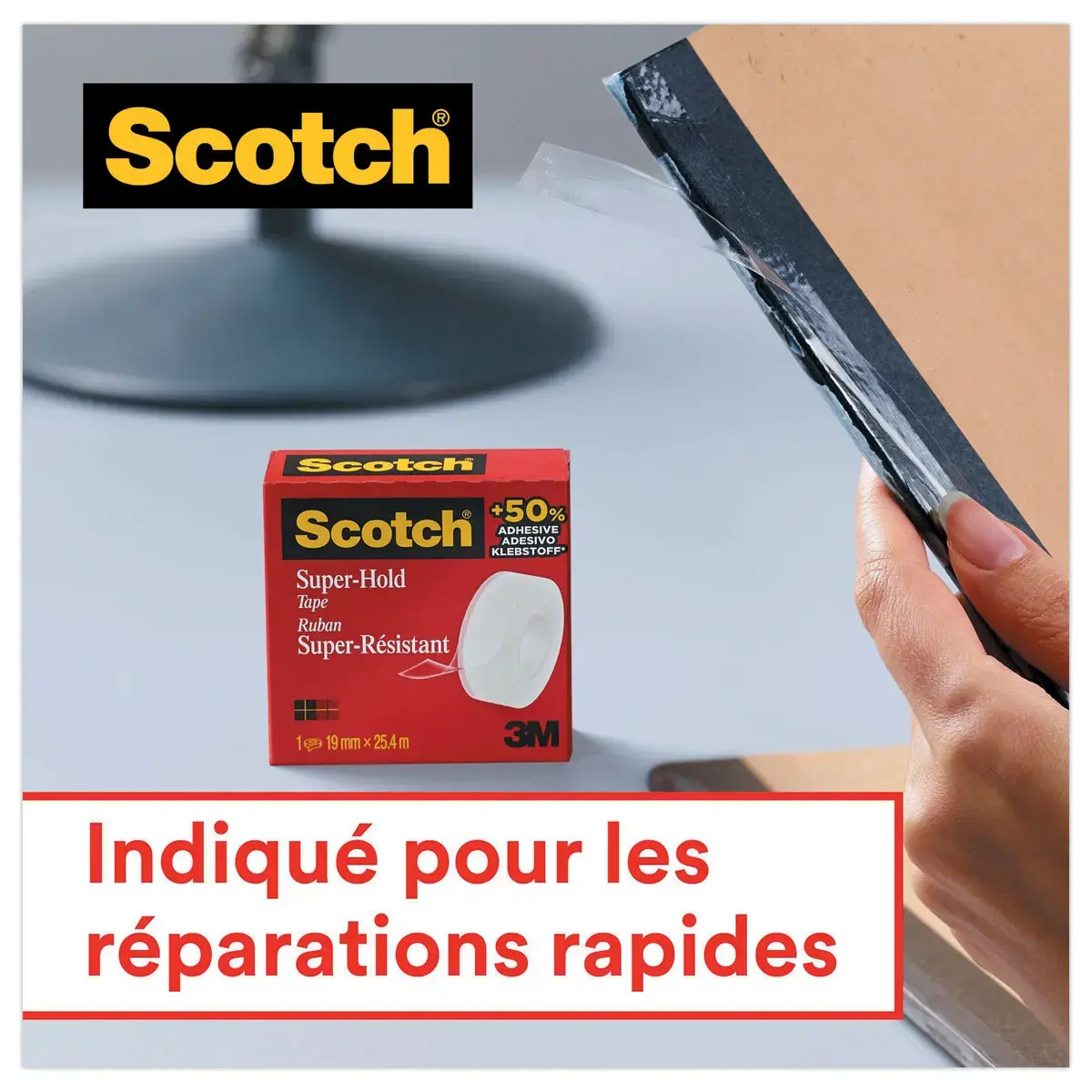 Ruban adhésif Super hold – Très résistant – 19 mm x 25,4 m – SCOTCH