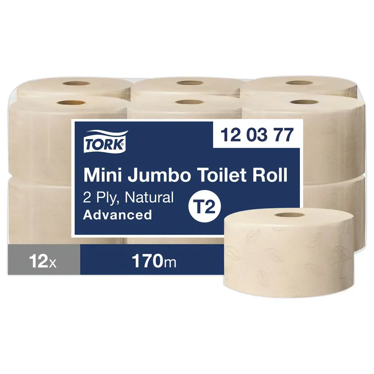 12 Mini rouleaux de papier toilette jumbo naturel T2 - TORK