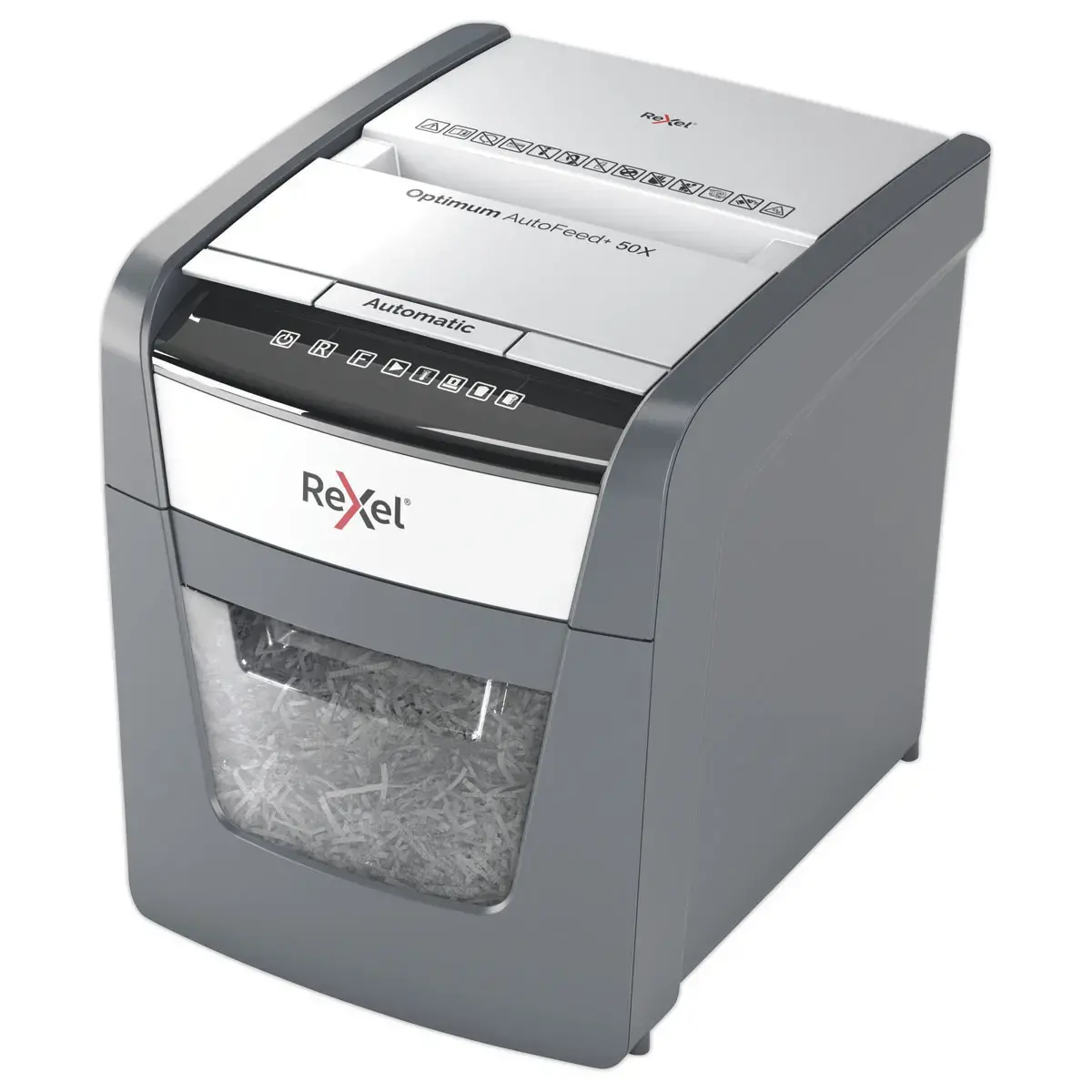 Destructeur de documents Optimum Auto+ 50X - Coupe Crois&eacute;e - 50 feuilles - 20L - REXEL 
