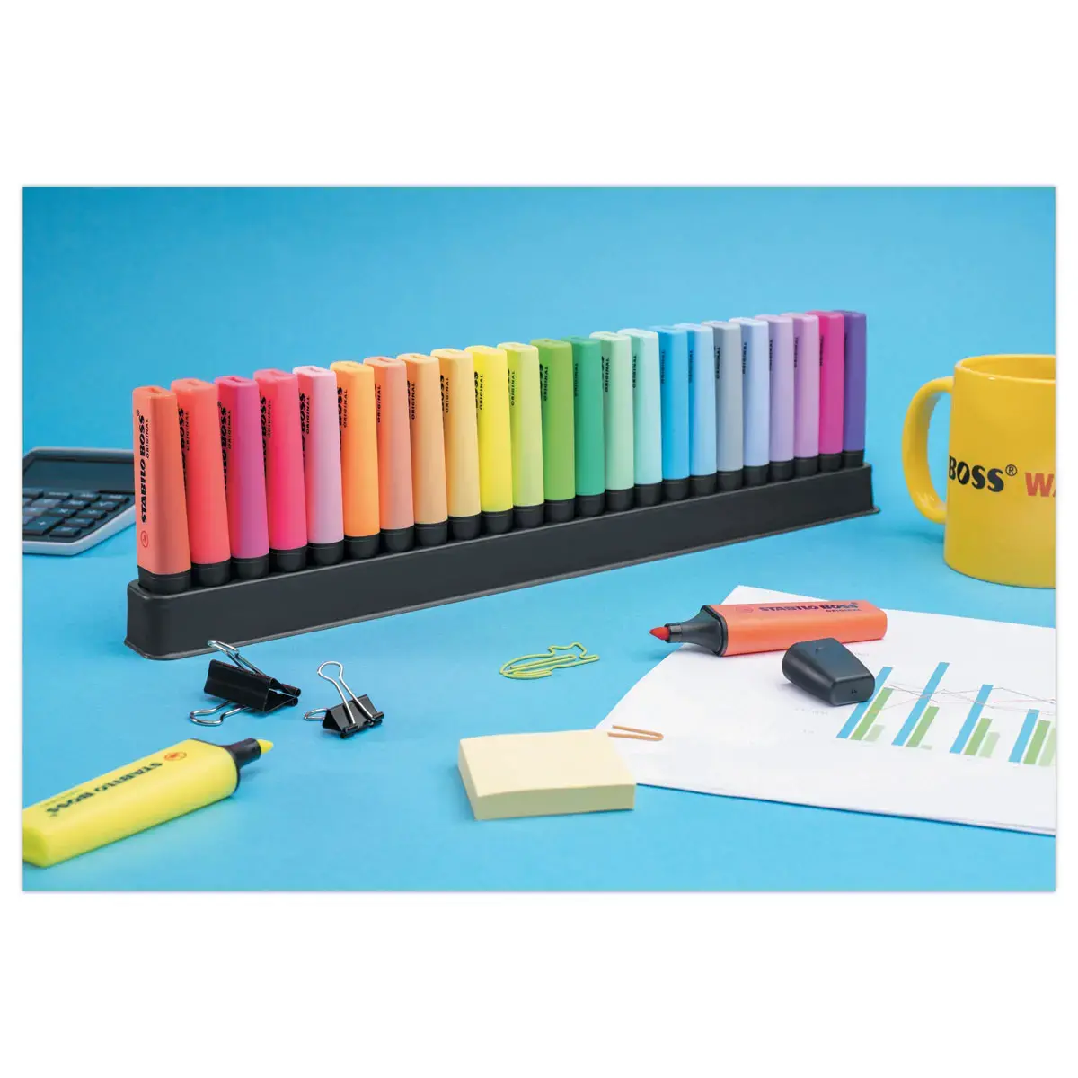 23 Surligneurs Stabilo Boss Original + support de bureau - STABILO