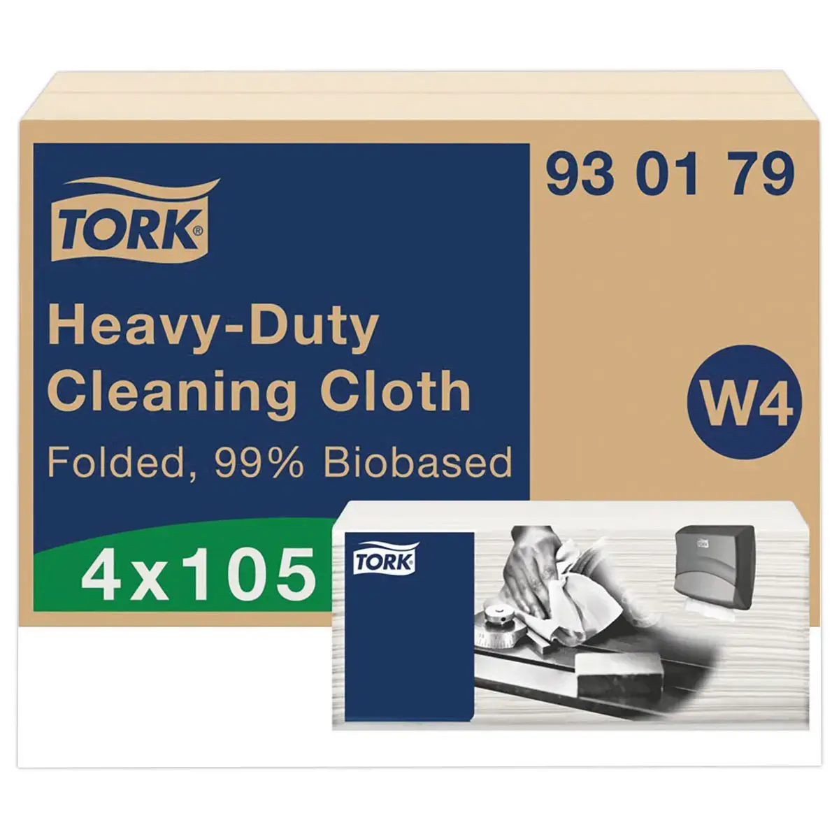 Chiffon de nettoyage W4 - Ultra résistant - Biosourcé - Blanc - TORK