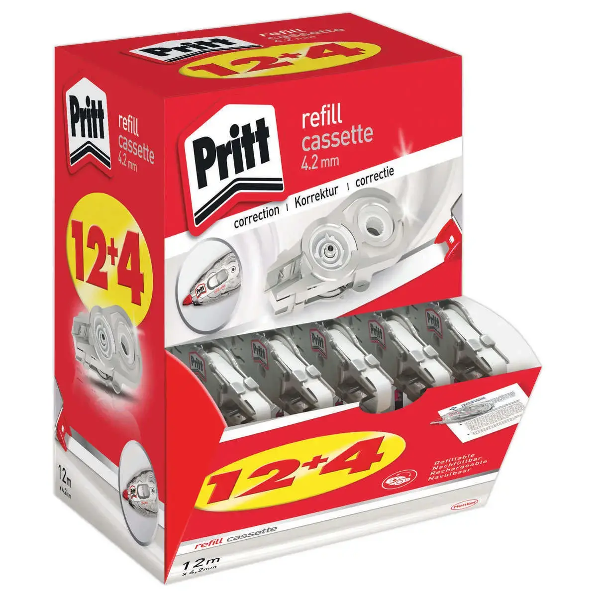 16 Recharges (12 + 4 offertes) pour correcteur à sec - Bande 4,2 mm - PRITT