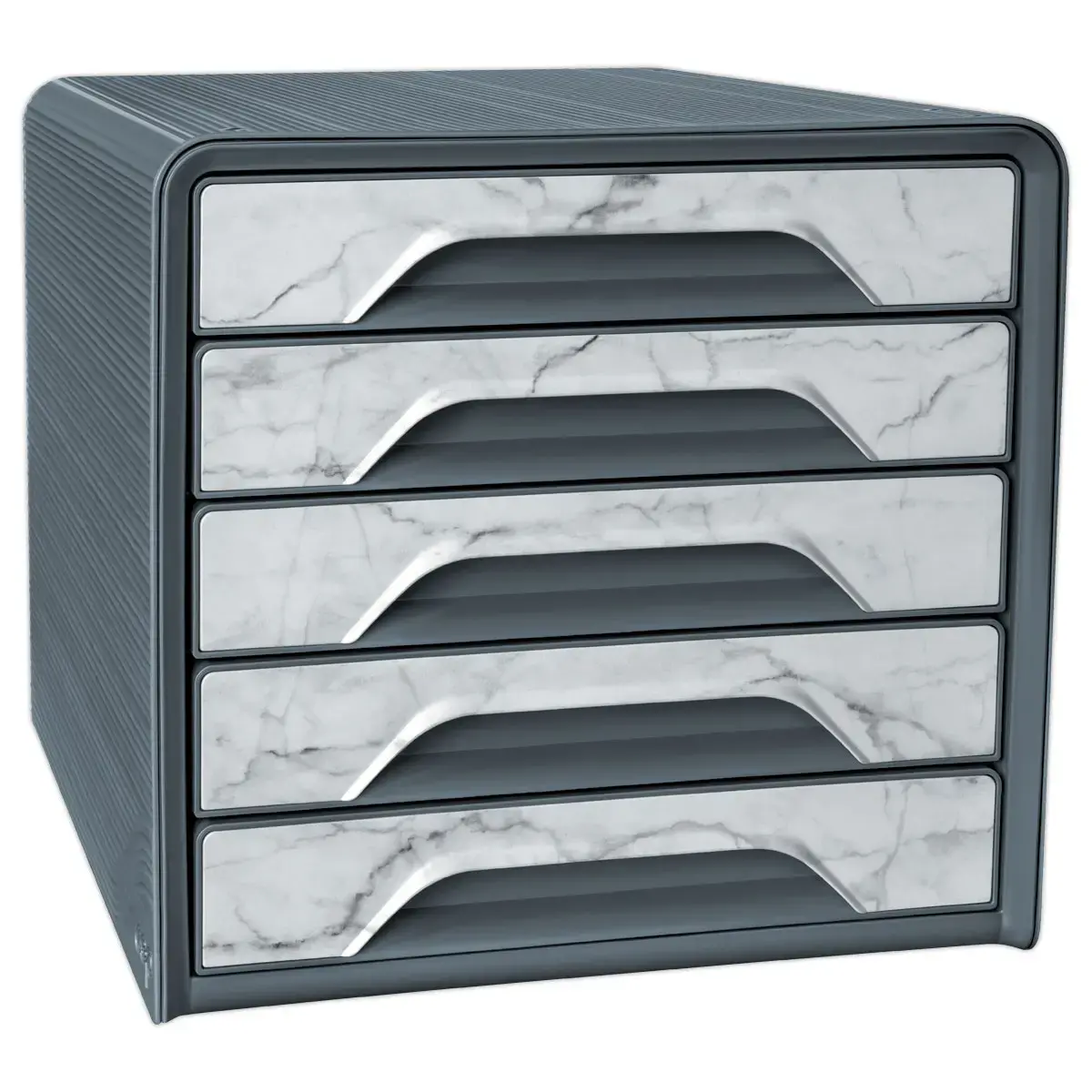 Module de classement 5 tiroirs SMOOVE - Marbre gris