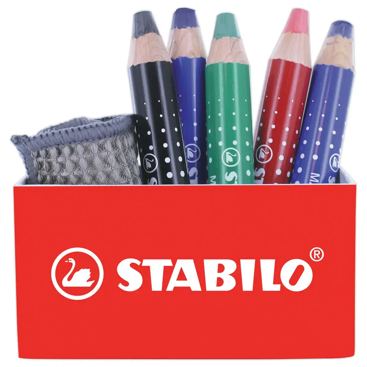 Crayons effaçable à sec MARKdry + chiffonnette - Pot aimanté - STABILO