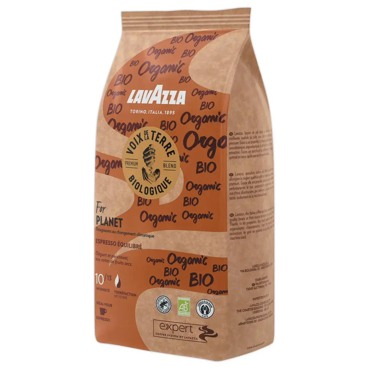 Caf&eacute; grains 1kg Voix de la Terre - Equilibr&eacute; bio - Lavazza 